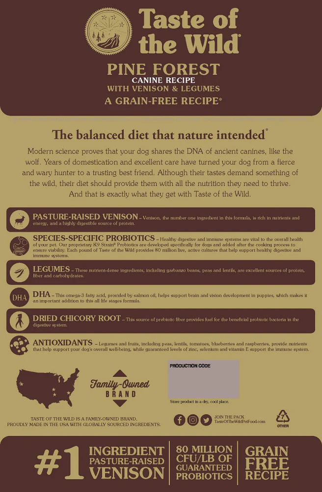 Taste Of The Wild Grain Free Pine Forest Recipe Dry Dog Food - Image 2