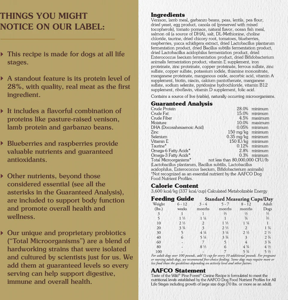 Taste Of The Wild Grain Free Pine Forest Recipe Dry Dog Food - Image 3