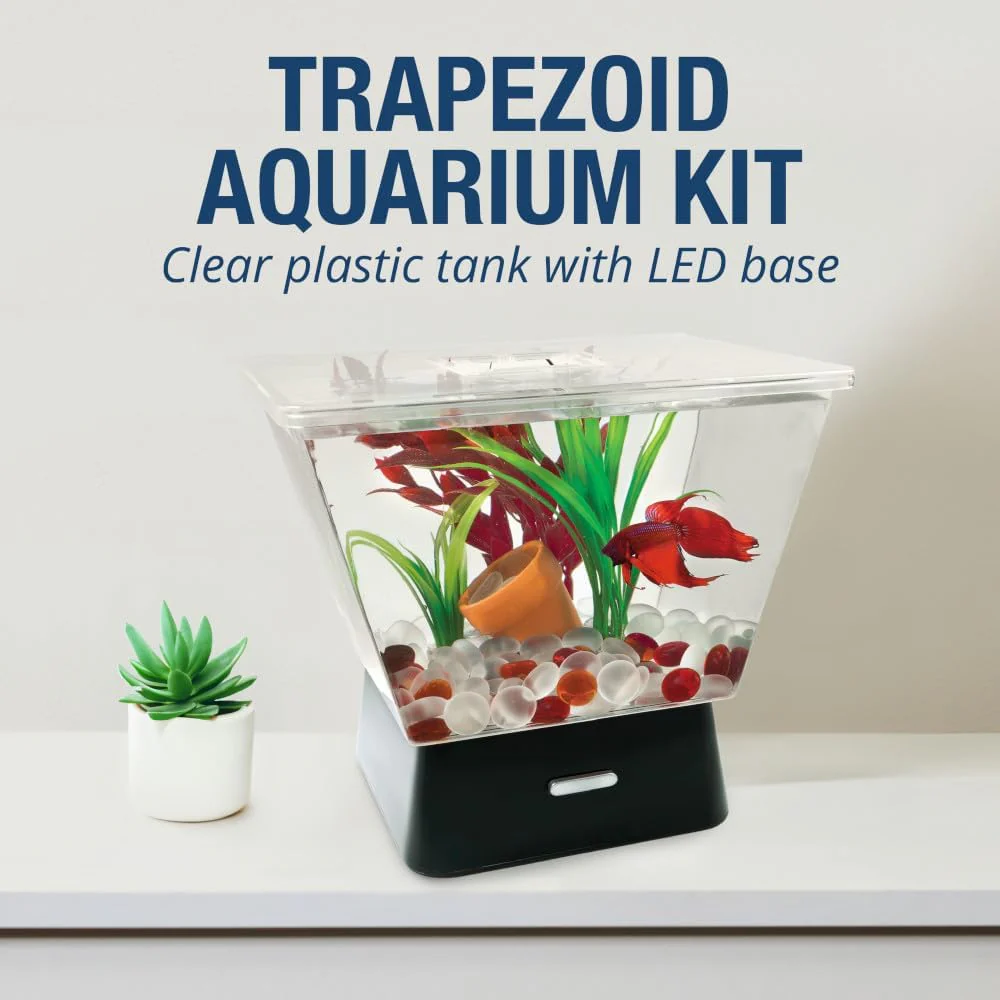 Tetra LED Betta Tank Kit 1 Gallon, Trapezoid aquarium With Base Lighting (24050) - Image 4