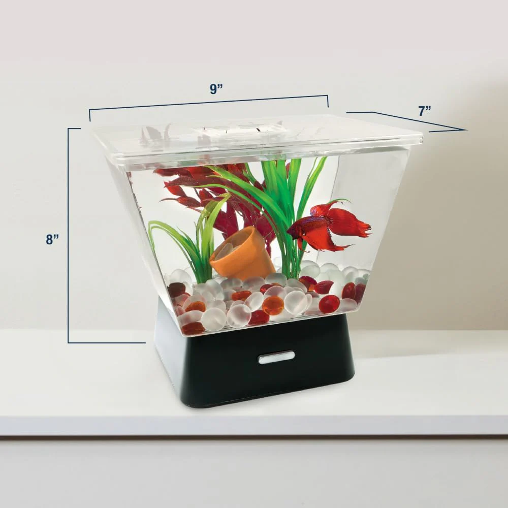 Tetra LED Betta Tank Kit 1 Gallon, Trapezoid aquarium With Base Lighting (24050) - Image 5