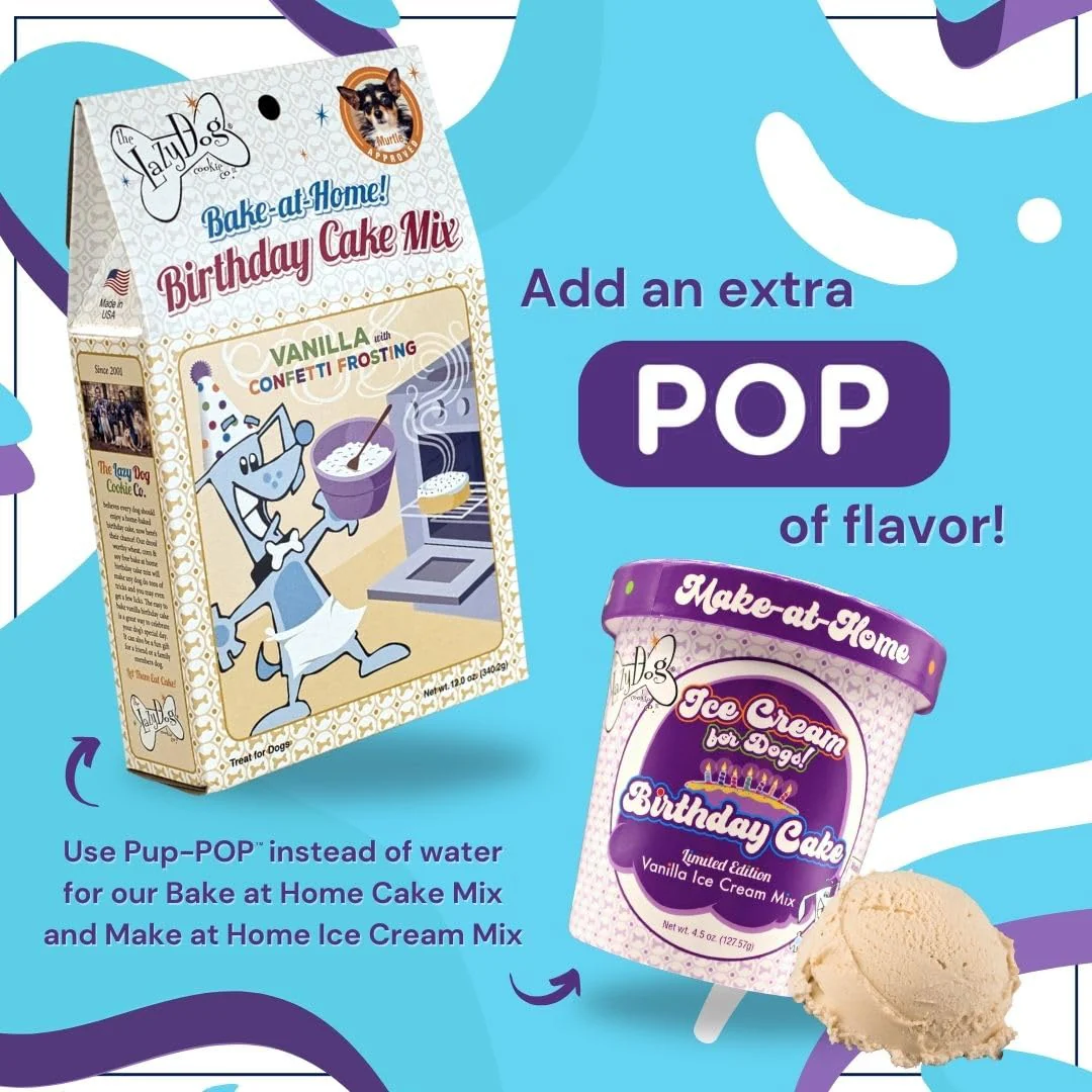 The Lazy Dog Cookie Co Pup-POP® Birthday Water Vanilla Cake Flavor - Pack of 4 cans - Image 3