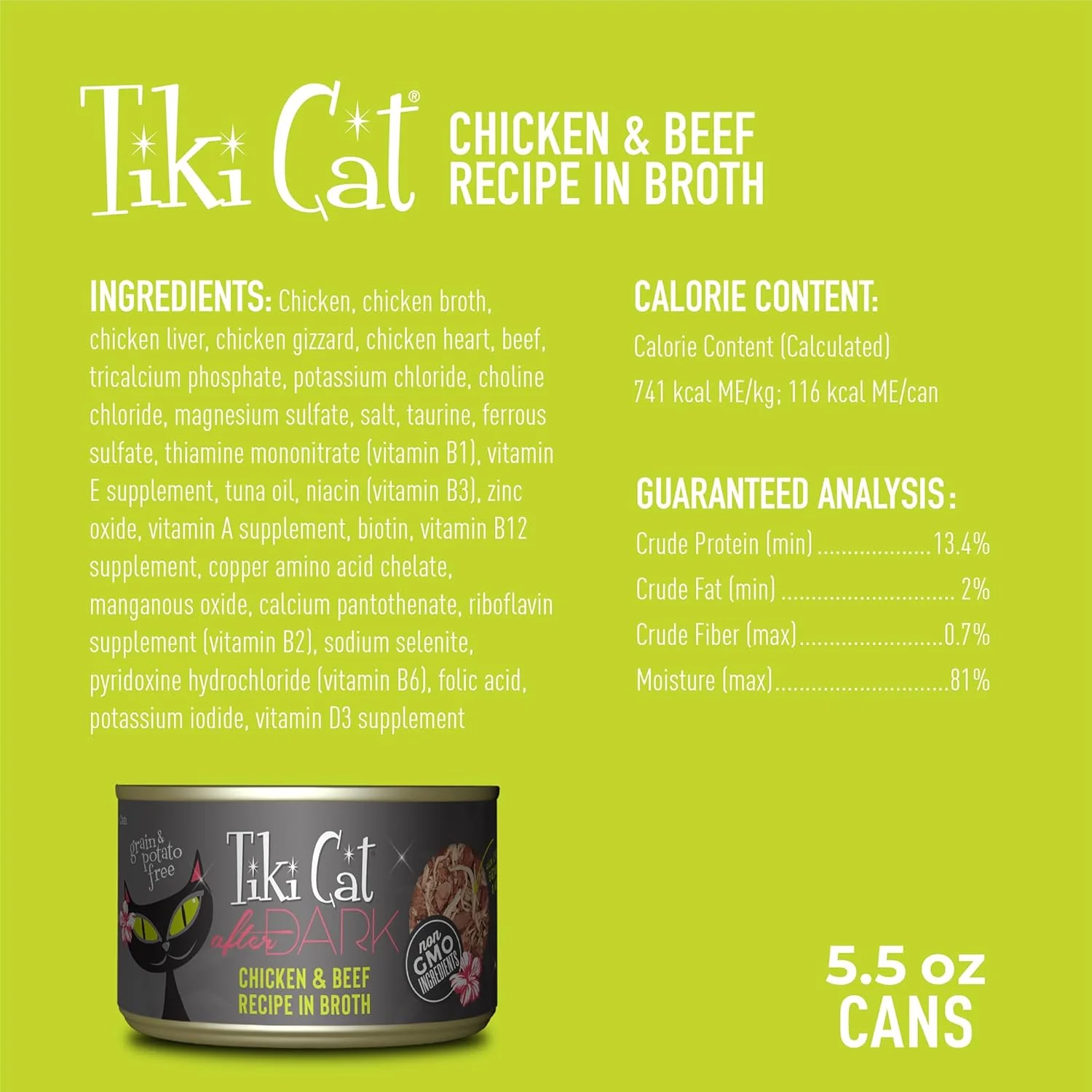 Tiki Cat After Dark, Chicken & Beef, High-Protein and 100% Non-GMO Ingredients, Wet Cat Food for Adult Cats - Image 3