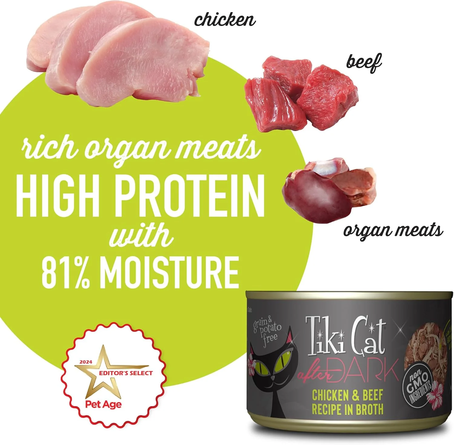 Tiki Cat After Dark, Chicken & Beef, High-Protein and 100% Non-GMO Ingredients, Wet Cat Food for Adult Cats - Image 4