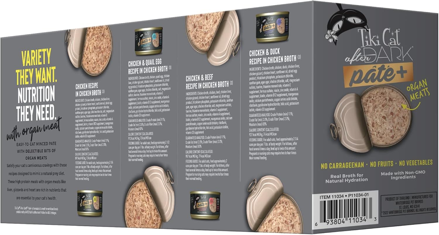 Tiki Cat After Dark Pate+, Variety Pack, with High Moisture Broth for Optimal Hydration, Wet Canned Cat Food - Image 2