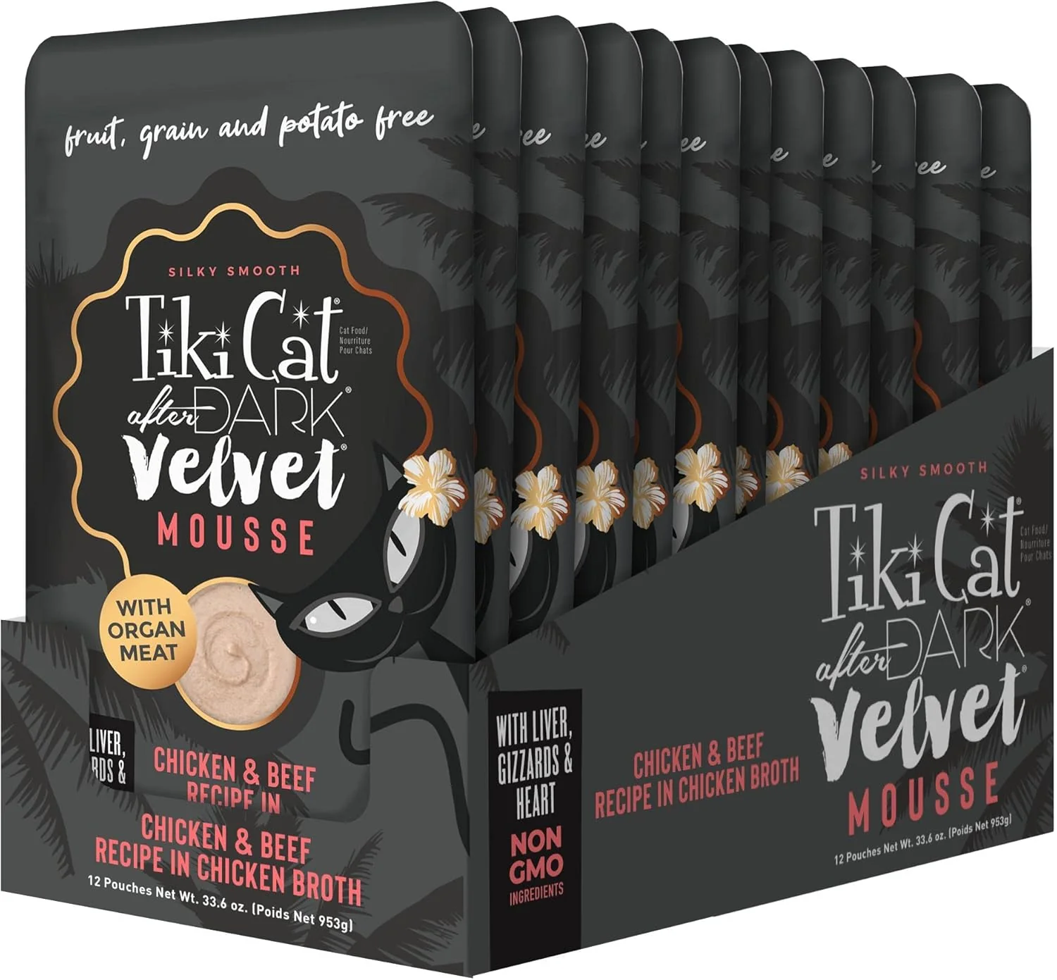 Tiki Cat After Dark, Velvet Mousse, Chicken & Beef Recipe in Chicken Broth, Grain & Potato Free Formula, with High Protein & Nutrient Dense Blended Irresistible Organ Meat - Image 3
