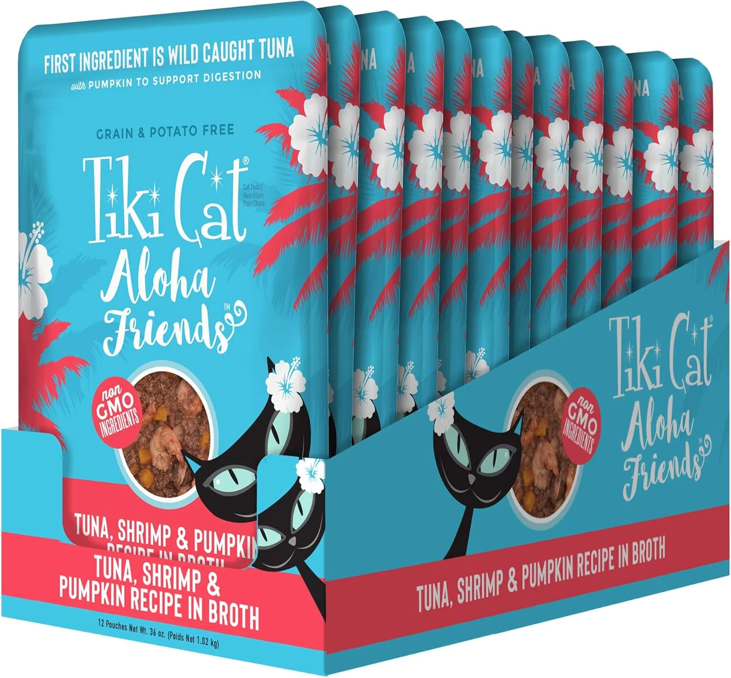 Tiki Cat Aloha Friends Grain-Free, Low-Carbohydrate Wet Food with Flaked Tuna for Adult Cats & Kittens Tuna, Shrimp & Pumpkin - Image 3