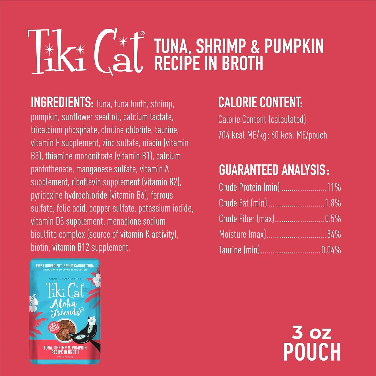 Tiki Cat Aloha Friends Grain-Free, Low-Carbohydrate Wet Food with Flaked Tuna for Adult Cats & Kittens Tuna, Shrimp & Pumpkin - Image 4