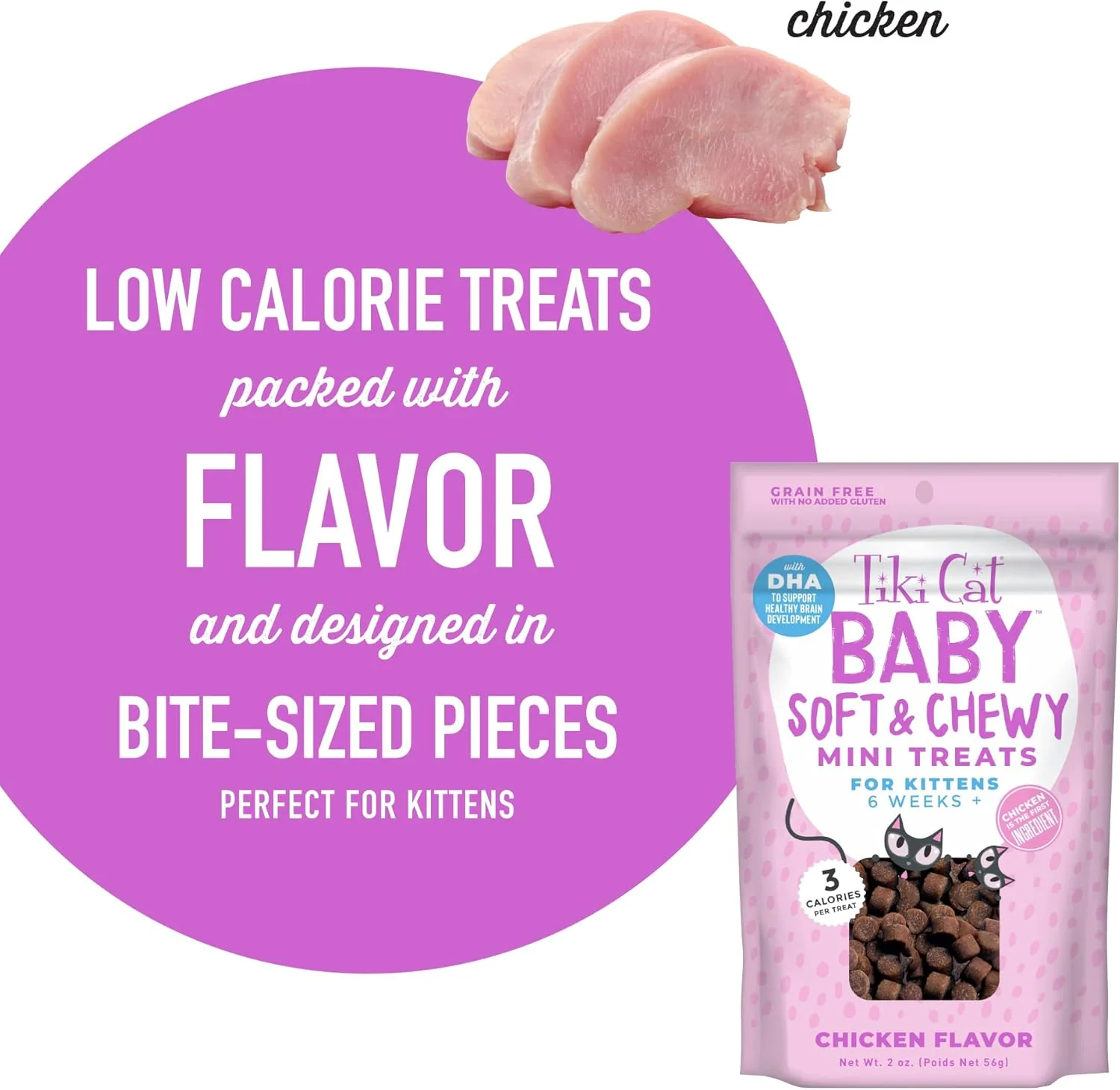 Tiki Cat Baby Soft & Chewy, Chicken Flavored, Low-Calorie, Mini Treats for Kittens 6 Weeks+ - Image 4