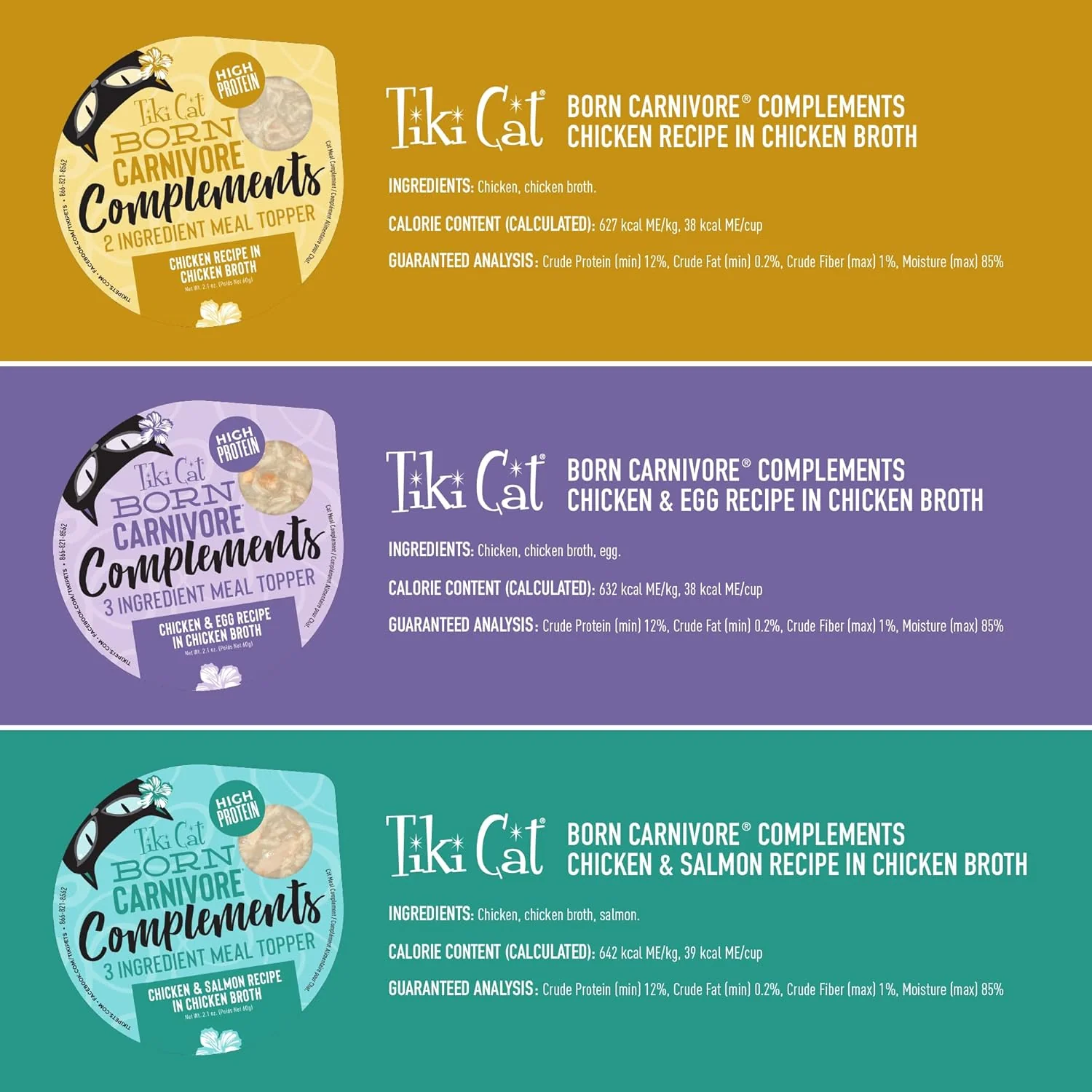 Tiki Cat Born Carnivore Complements Variety Pack, Chicken Blends, Wet, High-Protein & High-Moisture Cat Food Topper - Image 4