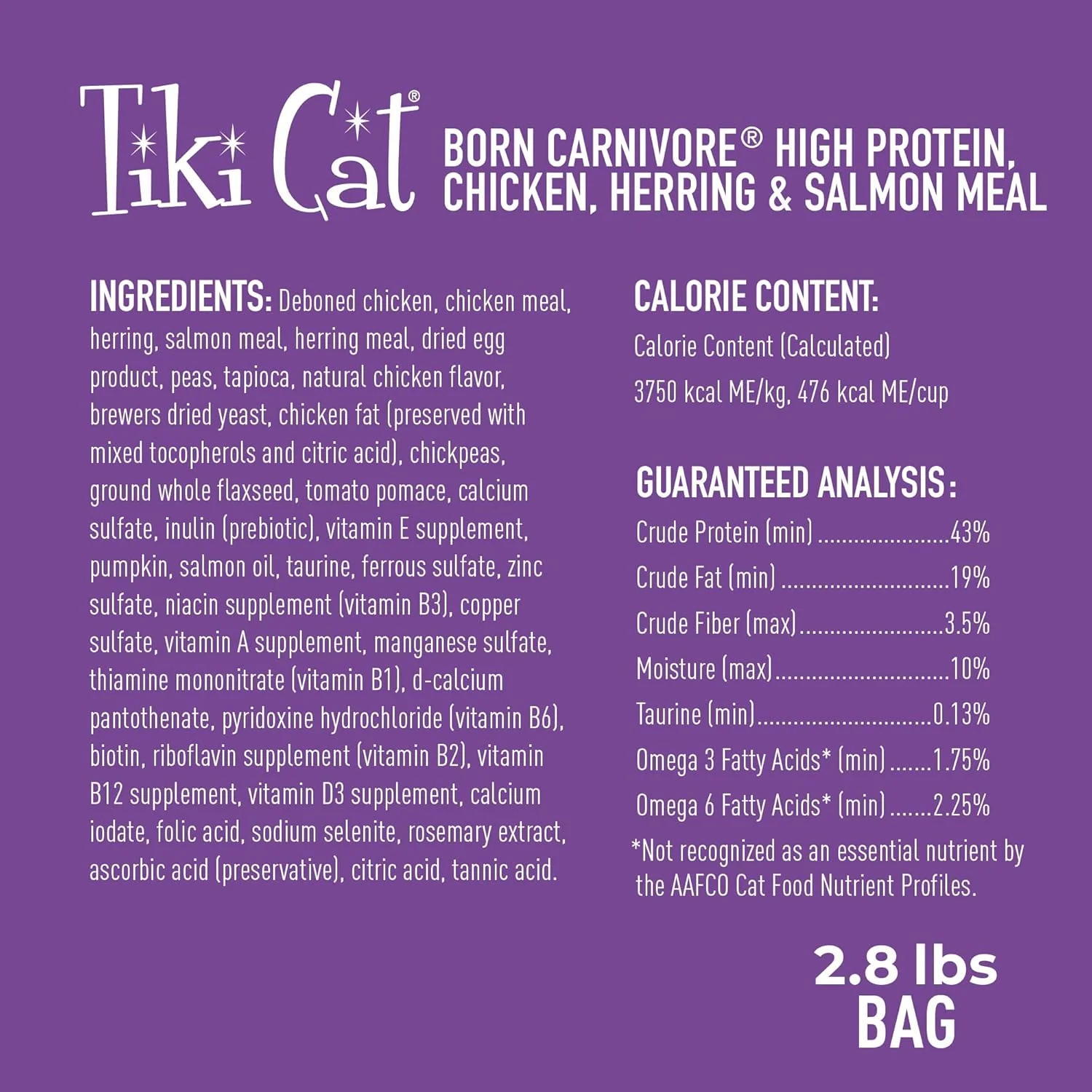 Tiki Cat Born Carnivore High Protein, Chicken, Herring & Salmon Meal, Grain-Free Baked Kibble to Maximize Nutrients, Dry Cat Food - Image 3
