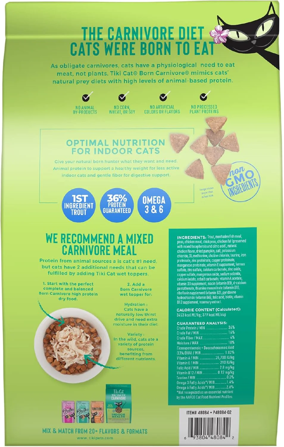 Tiki Cat Born Carnivore Indoor Health, Trout & Menhaden Fish Meal, Grain-Free Baked Kibble to Maximize Nutrients, Dry Cat Food - Image 2