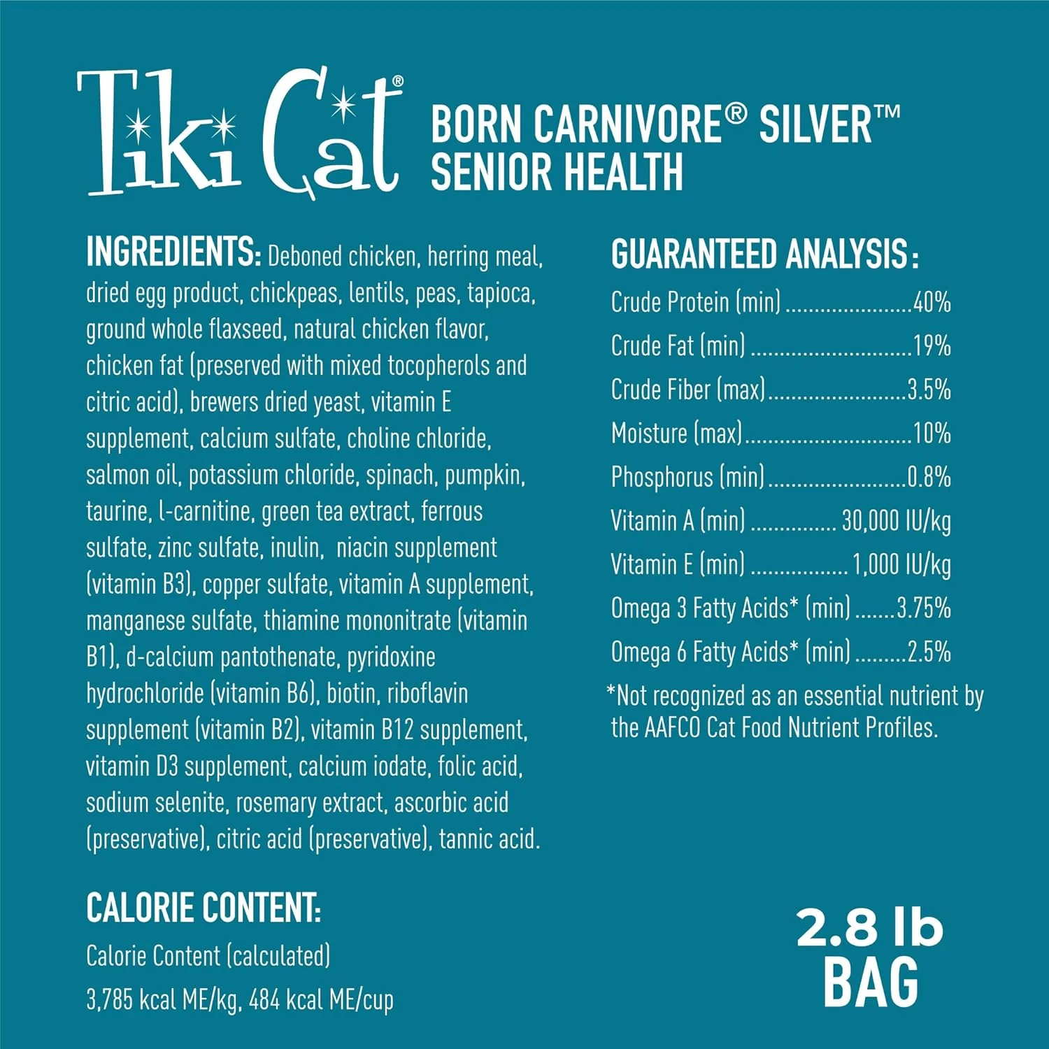 Tiki Cat Born Carnivore Silver, Senior Health, Chicken and Herring Meal Recipe, Immune Support with Baked Kibble to Maximize Nutrients, Adult Dry Cat Food for Cats 11+ - Image 3