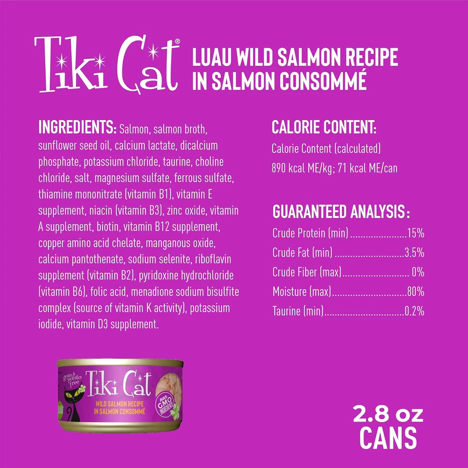Tiki Cat Luau Shredded Meat, Wild Salmon Recipe in Salmon Consumme, Grain-Free Balanced Nutrition Wet Canned Cat Food, For All Life Stages - Image 3