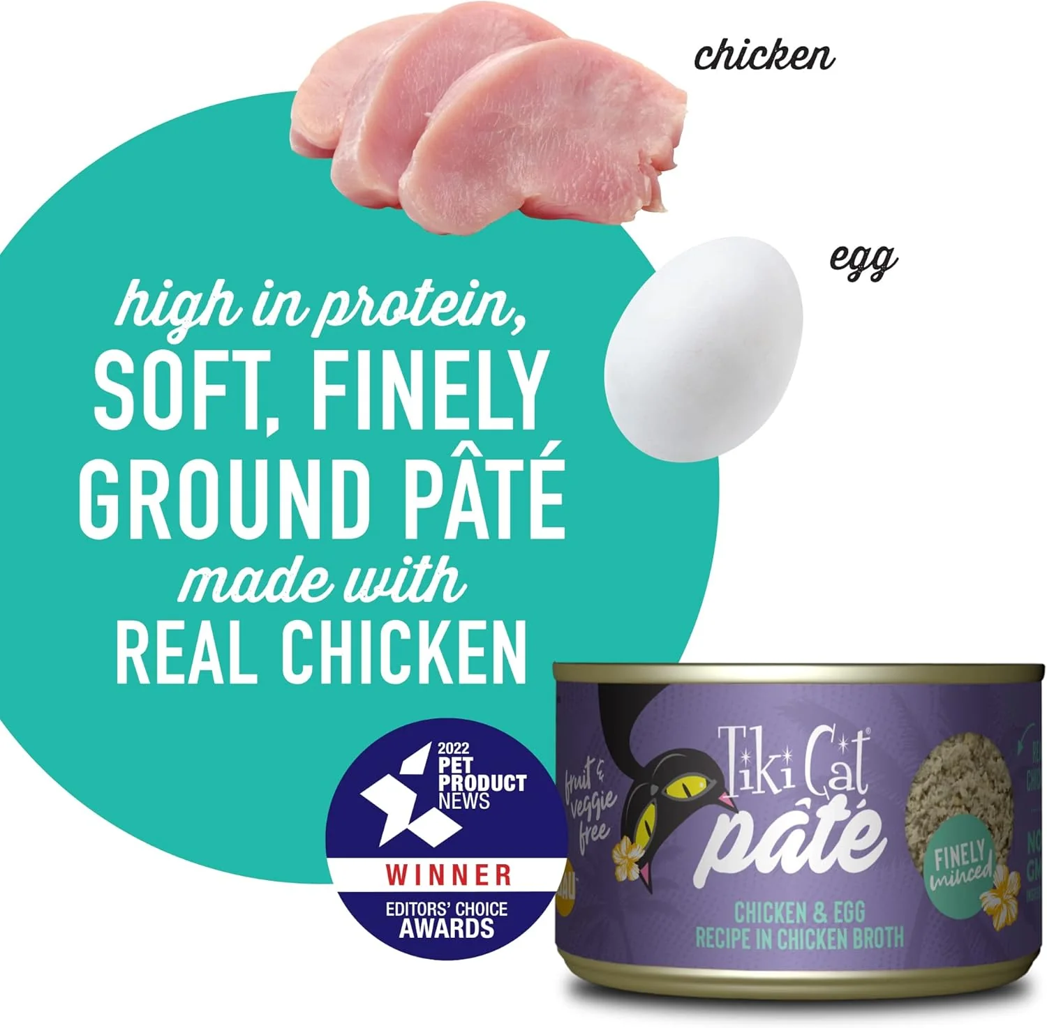 Tiki Cat Luau Pâté, Chicken and Egg Recipe in Chicken Broth, Grain-Free Balanced Nutrition Wet Canned Cat Food, for All Life Stages - Image 4