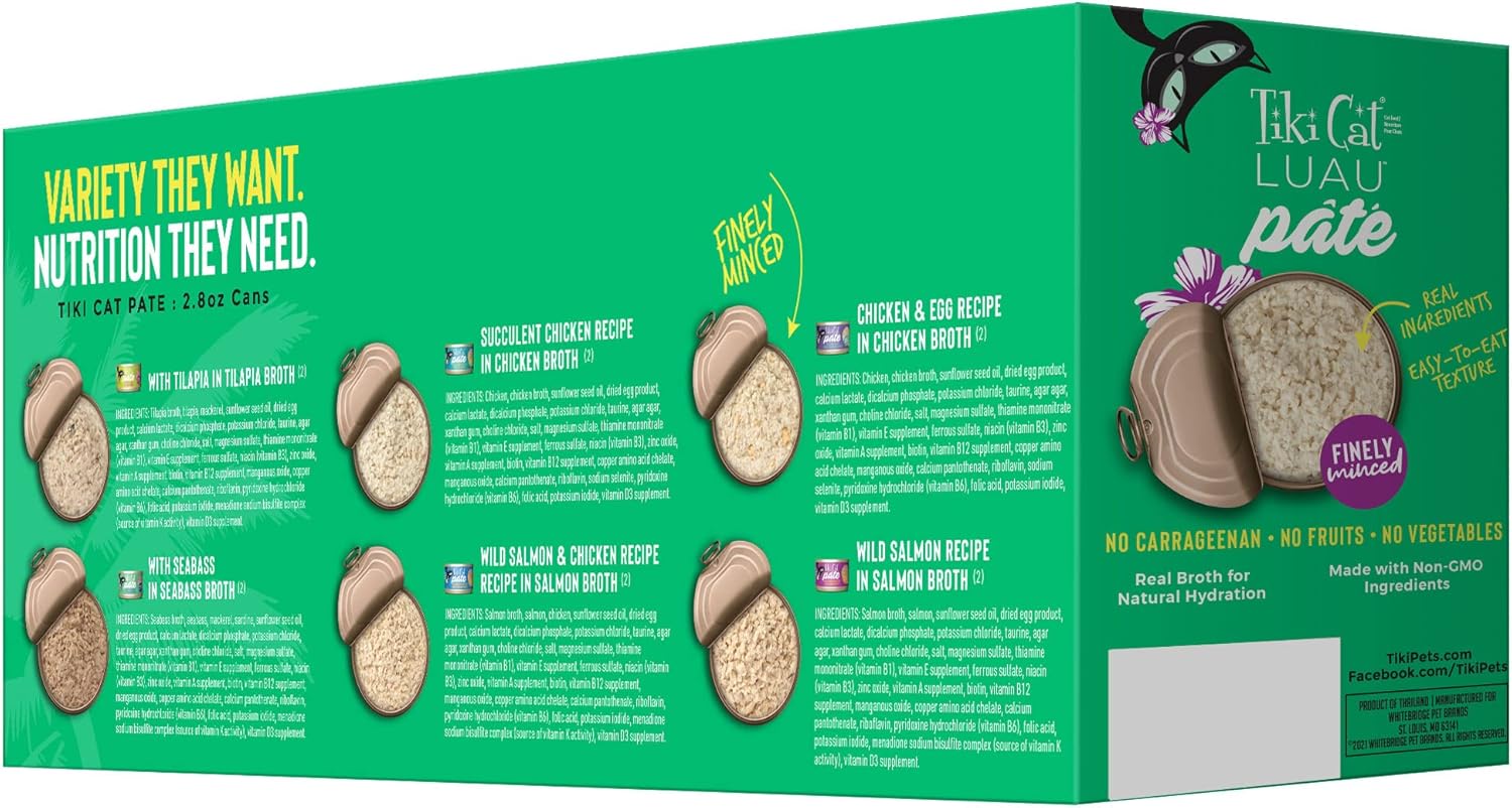 Tiki Cat Luau Pâté Variety Pack, Succulent Combinations of Real Protein, Grain-Free Balanced Nutrition Wet Canned Cat Food, for All Life Stages - Image 2