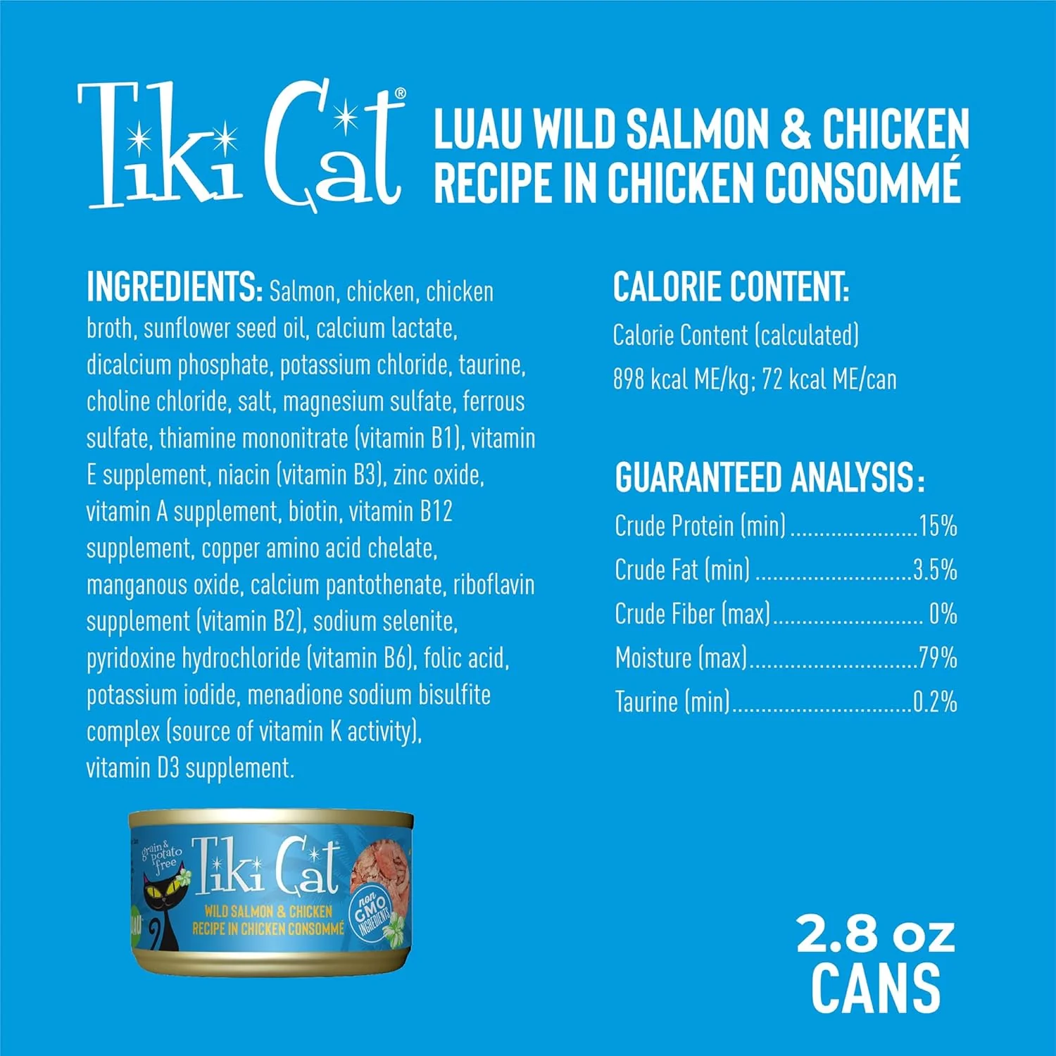 Tiki Cat Luau Shredded Meat, Wild Salmon & Chicken Recipe in Chicken Consumme, Grain-Free Balanced Nutrition Wet Canned Cat Food, For All Life Stages - Image 3