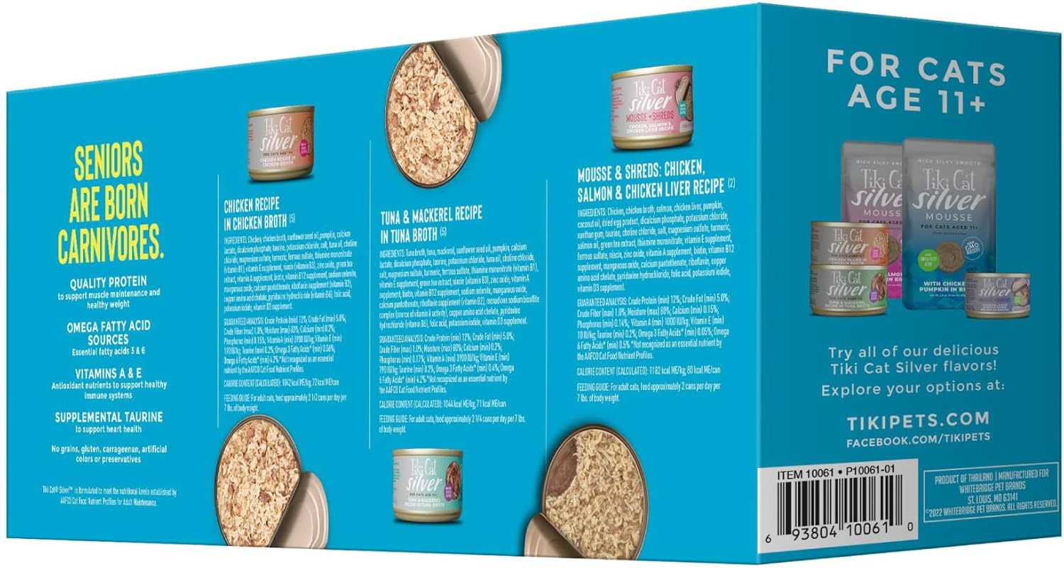 Tiki Cat Silver Variety Pack, Immune System Support Formulated for Older Cats Aged 11+, Senior Wet Cat Food - Image 2