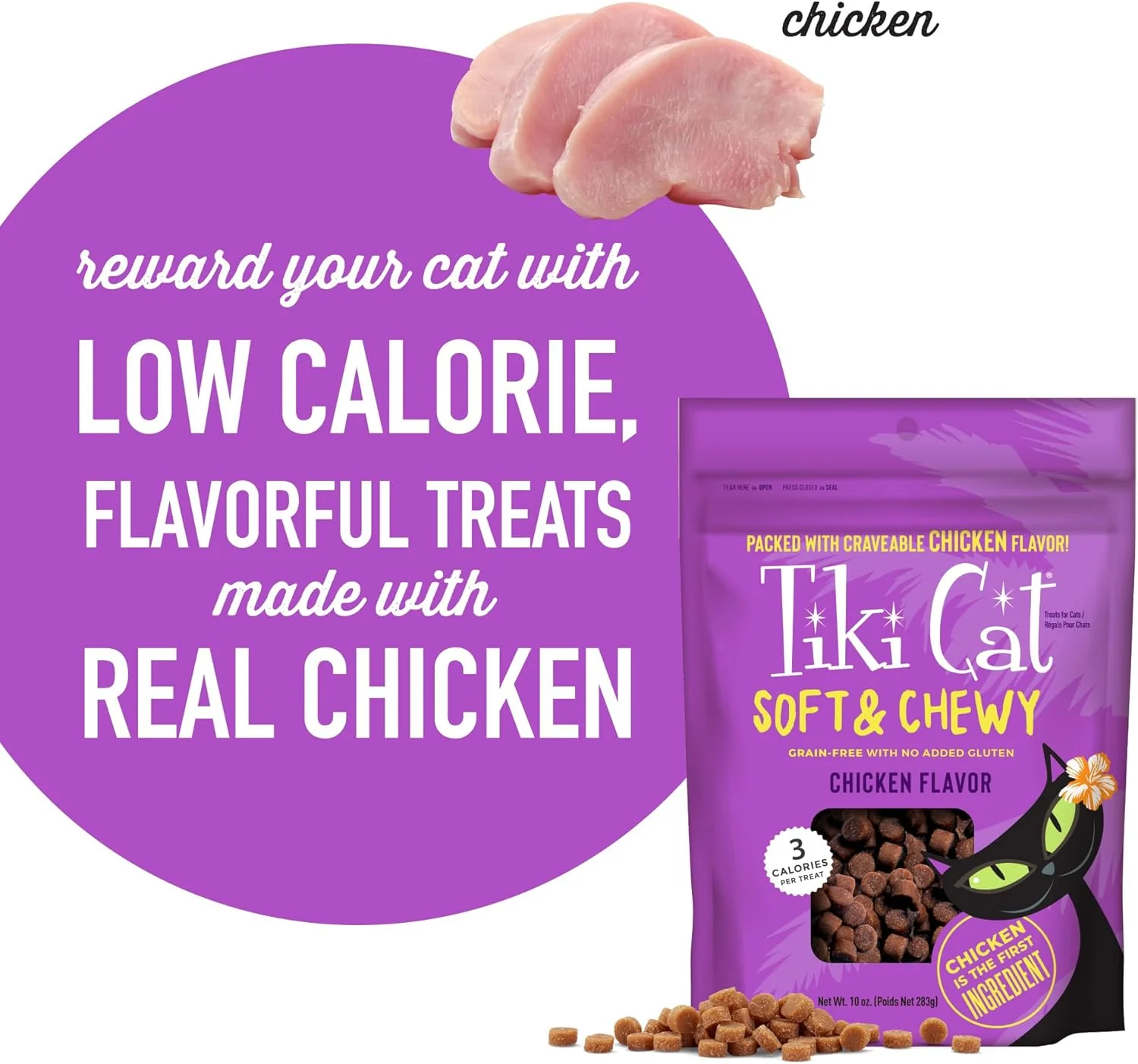 Tiki Cat Soft & Chewy Treats, Chicken Flavor, 3 Calories Per Treat with Grain-Free and No Added Gluten - Image 5