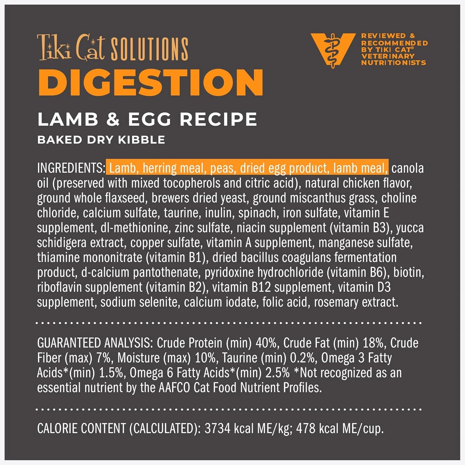 Tiki Cat Solutions Dry Cat Food, Digestion, Lamb & Egg - Image 4