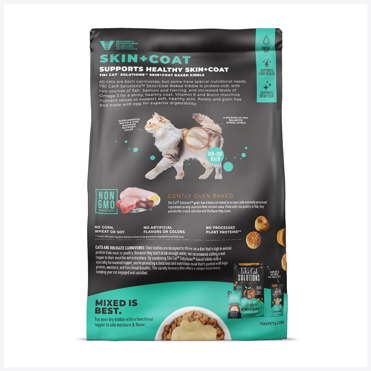 Tiki Cat Solutions Dry Cat Food, Skin & Coat, Salmon & Herring - Image 2