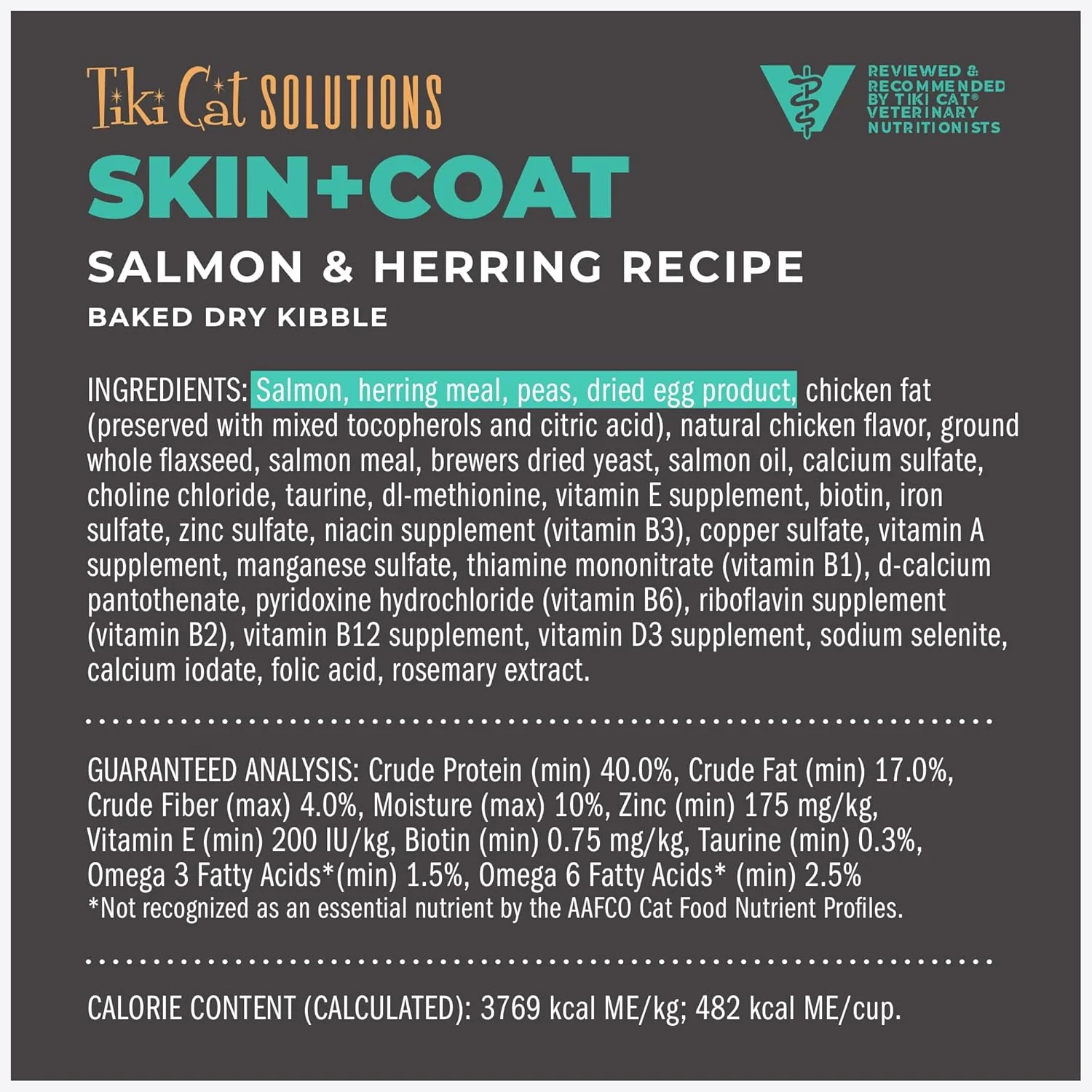 Tiki Cat Solutions Dry Cat Food, Skin & Coat, Salmon & Herring - Image 4