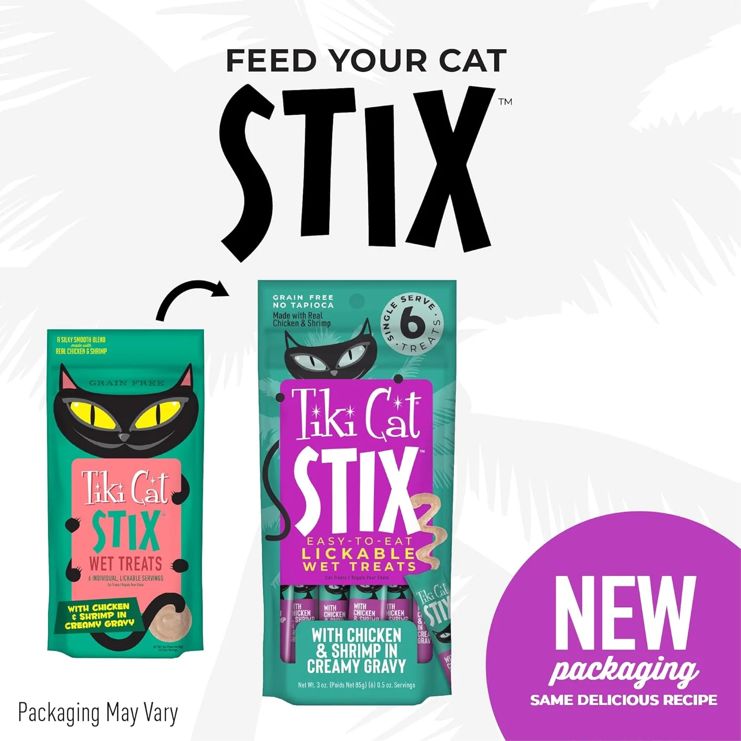 Tiki Cat Stix Mousse Treats, Single Serve Indulgent Lickable Treat or Dry Food Topper, Chicken and Shrimp in Creamy Gravy - Image 2