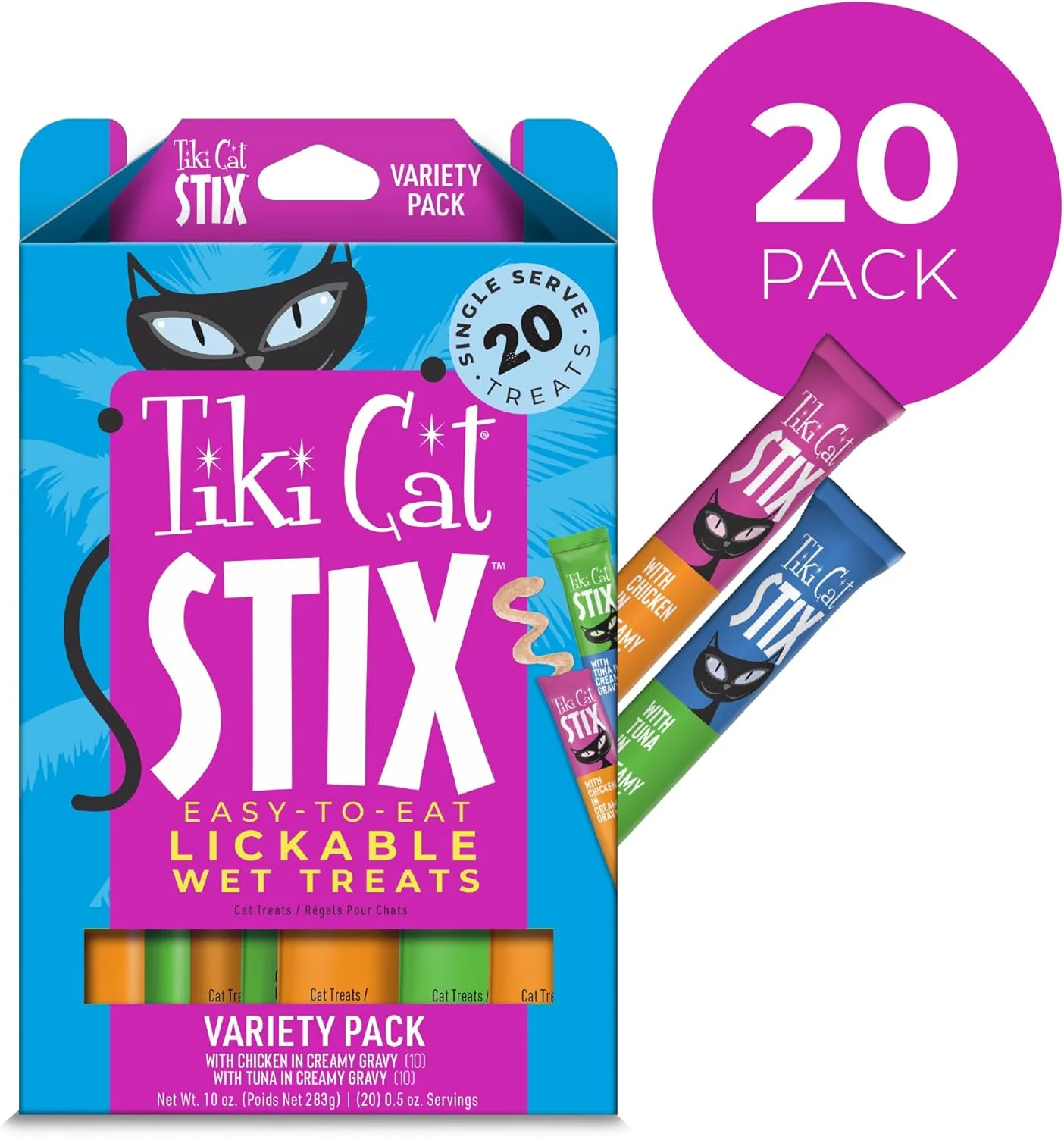 Tiki Cat Stix Mousse Treats, Single Serve Indulgent Lickable Treat or Dry Food Topper, Variety Pack - Image 2