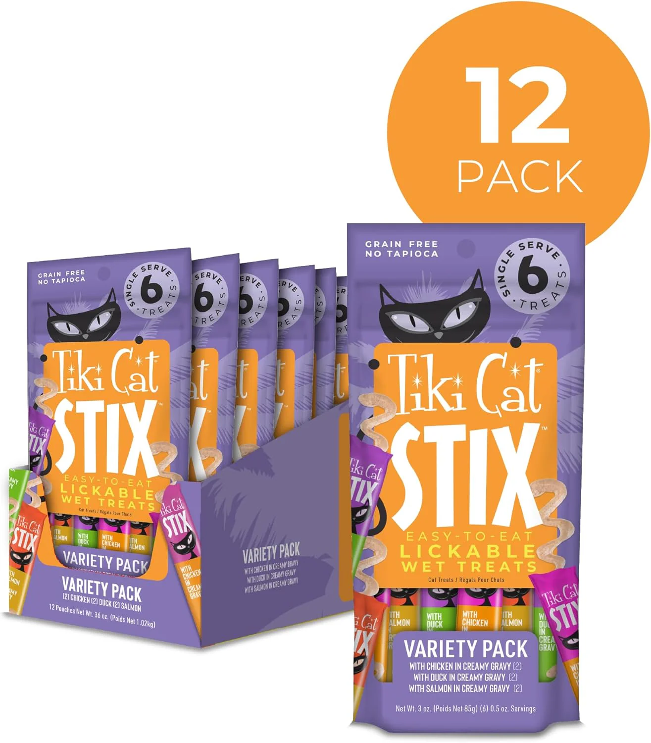 Tiki Cat Stix Mousse Treats, Single Serve Indulgent Lickable Treat or Dry Food Topper, Variety Pack with Salmon, Chicken, and Tuna - Image 3