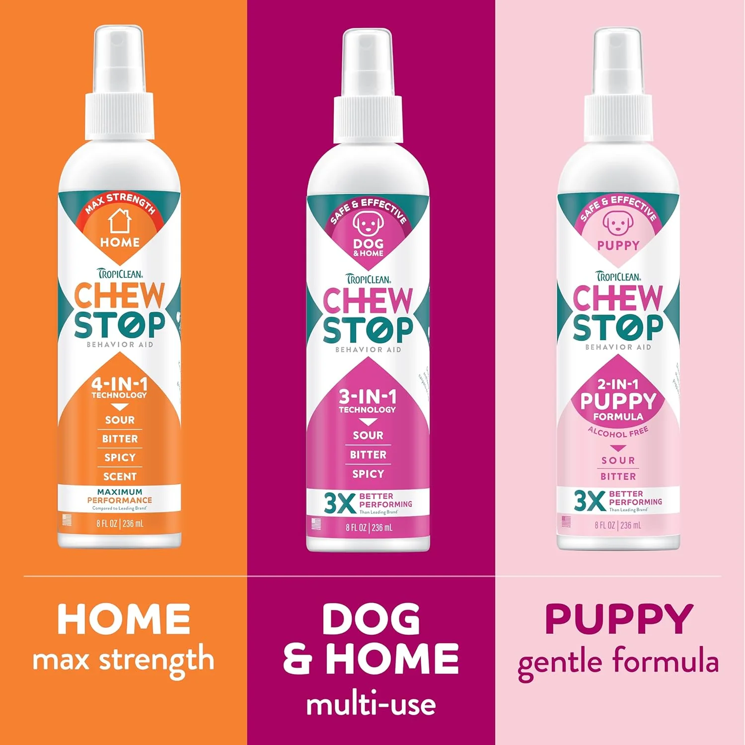 TropiClean No Chew Spray for Home, Better Than Bitter Apple Spray, Safe & Natural Chew Deterrent, Protect Furniture, Wall Corners & More! 8 oz - Image 8