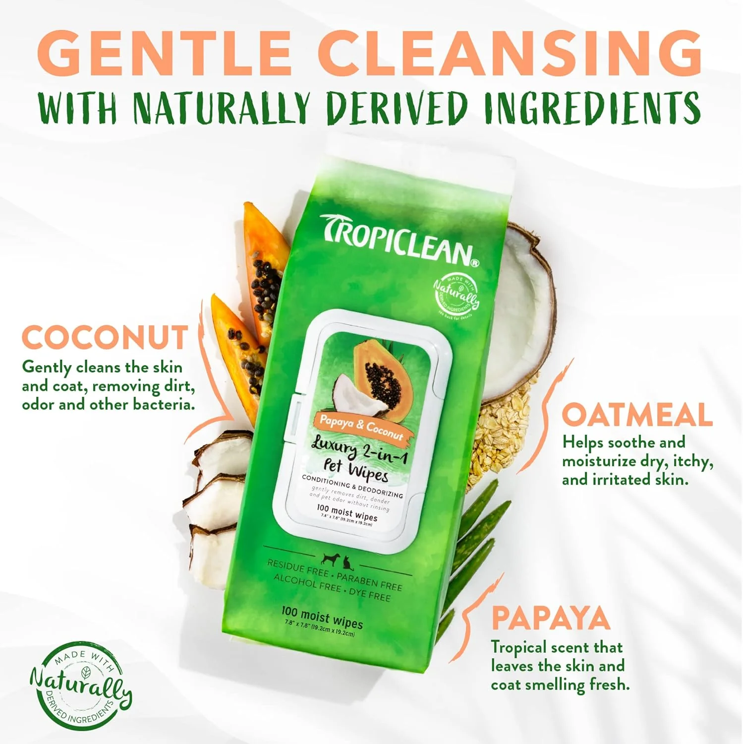 TropiClean Dog Wipes for Paws, Butt, Face, and Body, Anytime Cleaning and Deodorizing Pet Wipes - Image 3