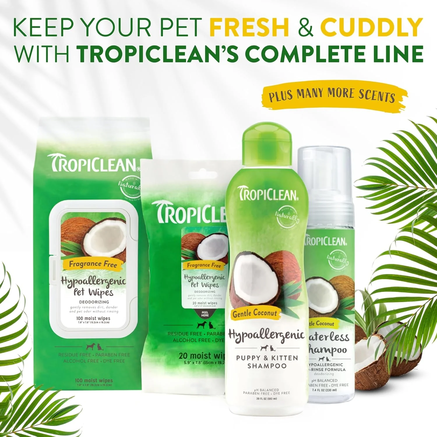 TropiClean Hypoallergenic Dog Wipes for Paws, Butt, Face and Body, Safe for Puppy, Puppy Essentials, Cleaning Deodorizing, Unscented, Cat Safe 100 count - Image 8