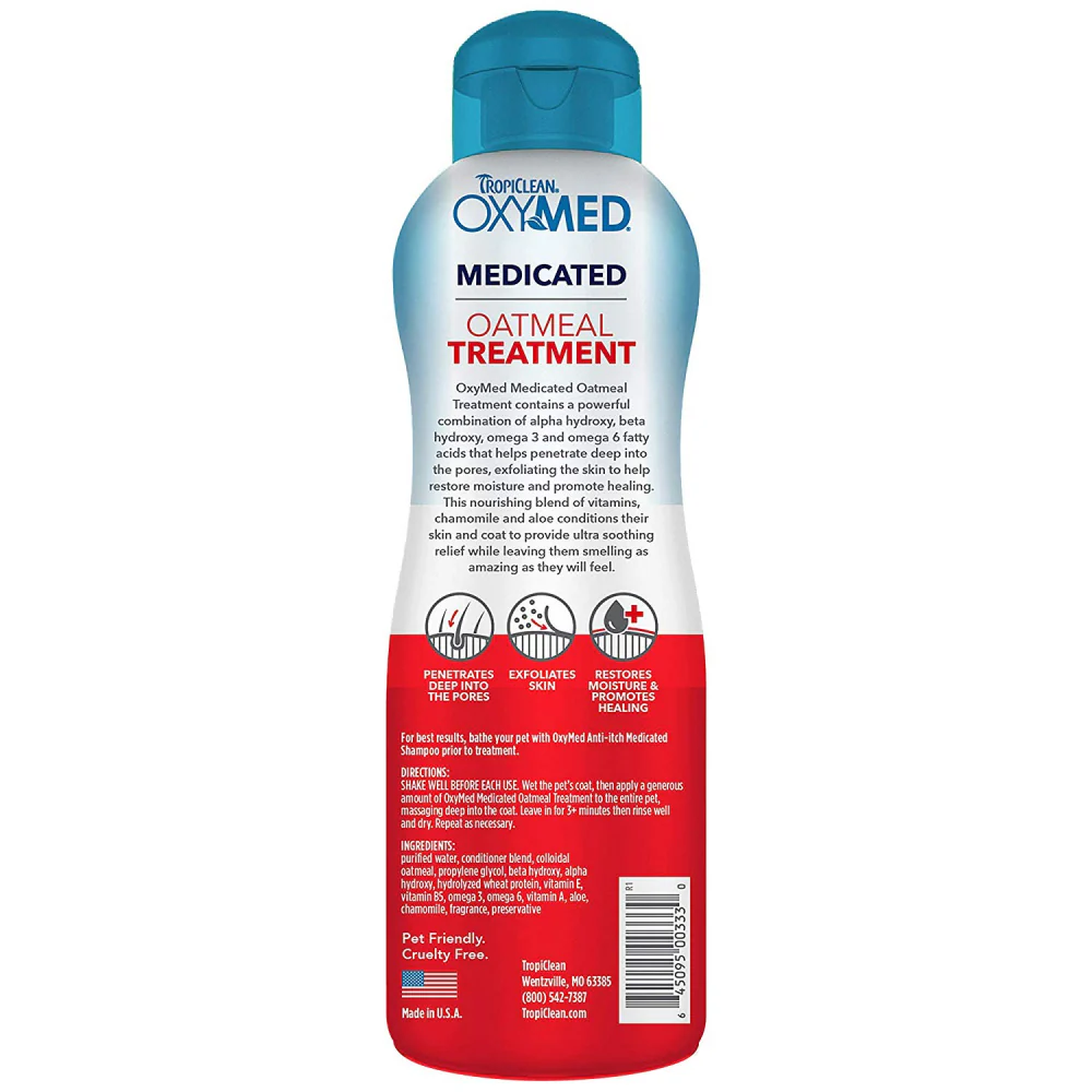 TropiClean Oxymed Medicated Cat & Dog Conditioner For Itchy Skin | Skin Soothing Oatmeal Conditioner For Dogs & Cats - Image 2