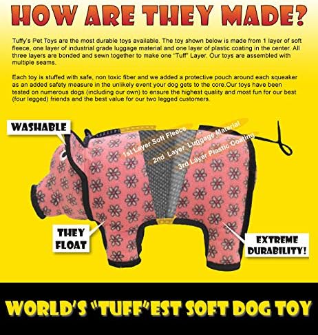 TUFFY - World's Tuffest Soft Dog Toy - Desert Lizard - Squeakers- Multiple Layers. Made Durable, Strong & Tough. Interactive Play (Tug, Toss & Fetch). Machine Washable & Floats - Image 3