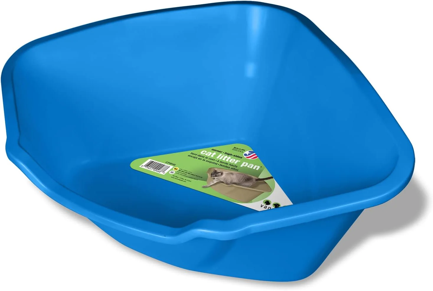 Van Ness Corner High Sides Cat Litter Pan, Large, Blue - Image 2