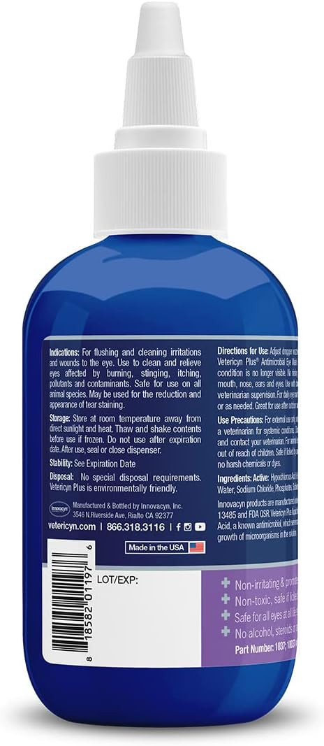 Vetericyn Plus Dog and Cat Eye Wash | Eye Drops for Dogs and Cats to Flush and Soothe Eye Irritations, Dog Tear Stain Cleaner, Safe for All Animals. 3 ounces - Image 4