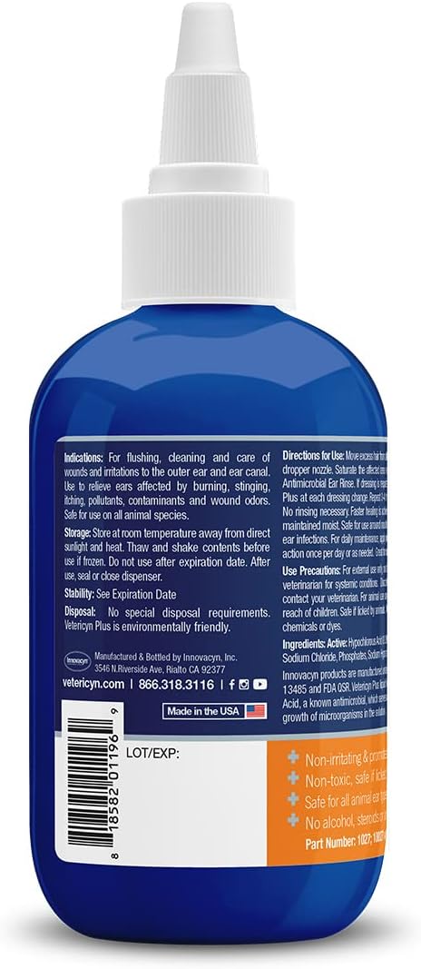 Vetericyn Plus Dog Ear Rinse | Dog Ear Cleaner to Soothe and Relieve Itchy Ears, Safe for Cat Ears, Rabbit Ears, and All Animal's Ear Problems. 3 Ounces - Image 4