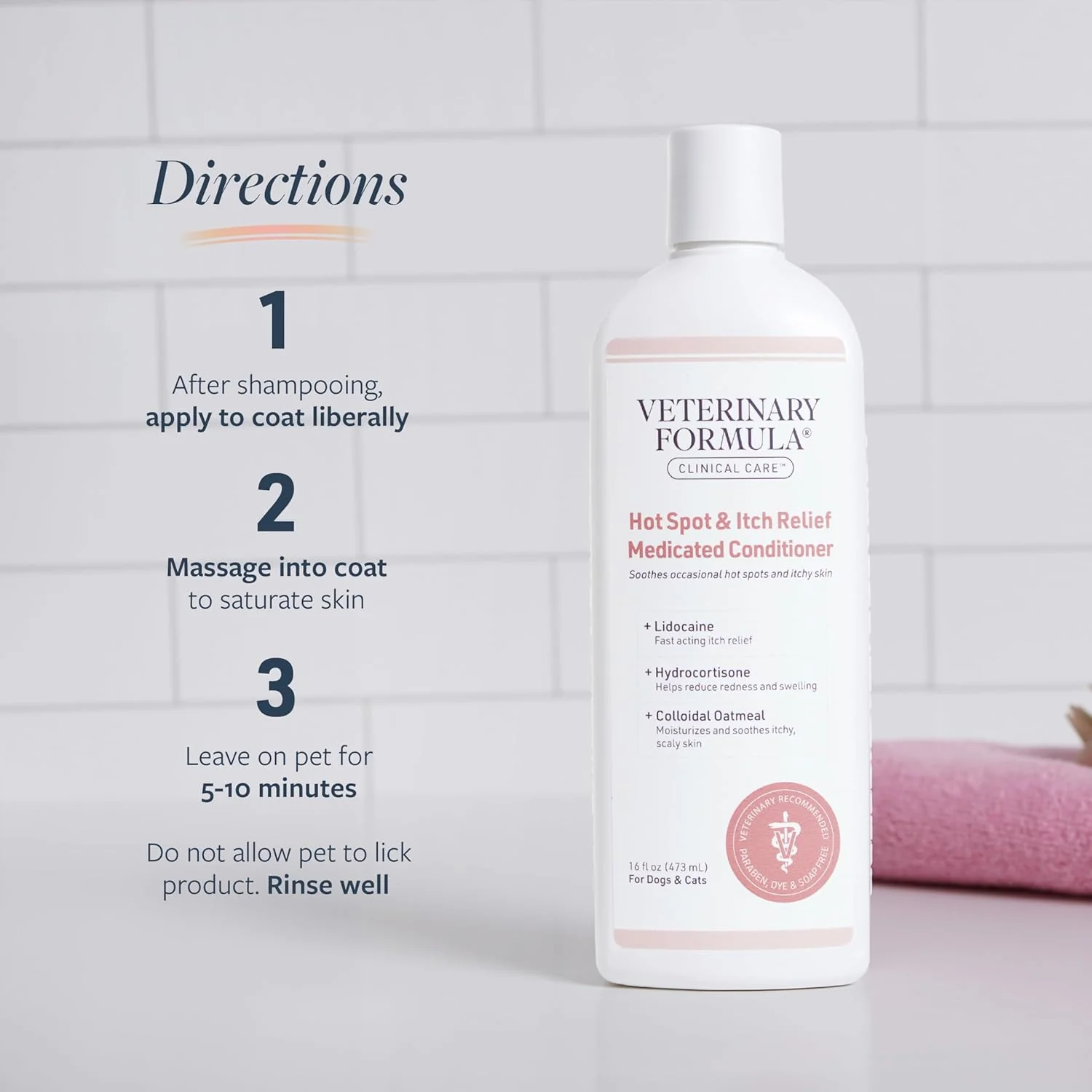 Veterinary Formula Clinical Care Hot Spot & Itch Relief Cat & Dog Medicated Conditioner – Oatmeal Conditions Skin for a Lustrous Coat, Formulated to Help Alleviate Itchy Skin - Image 4