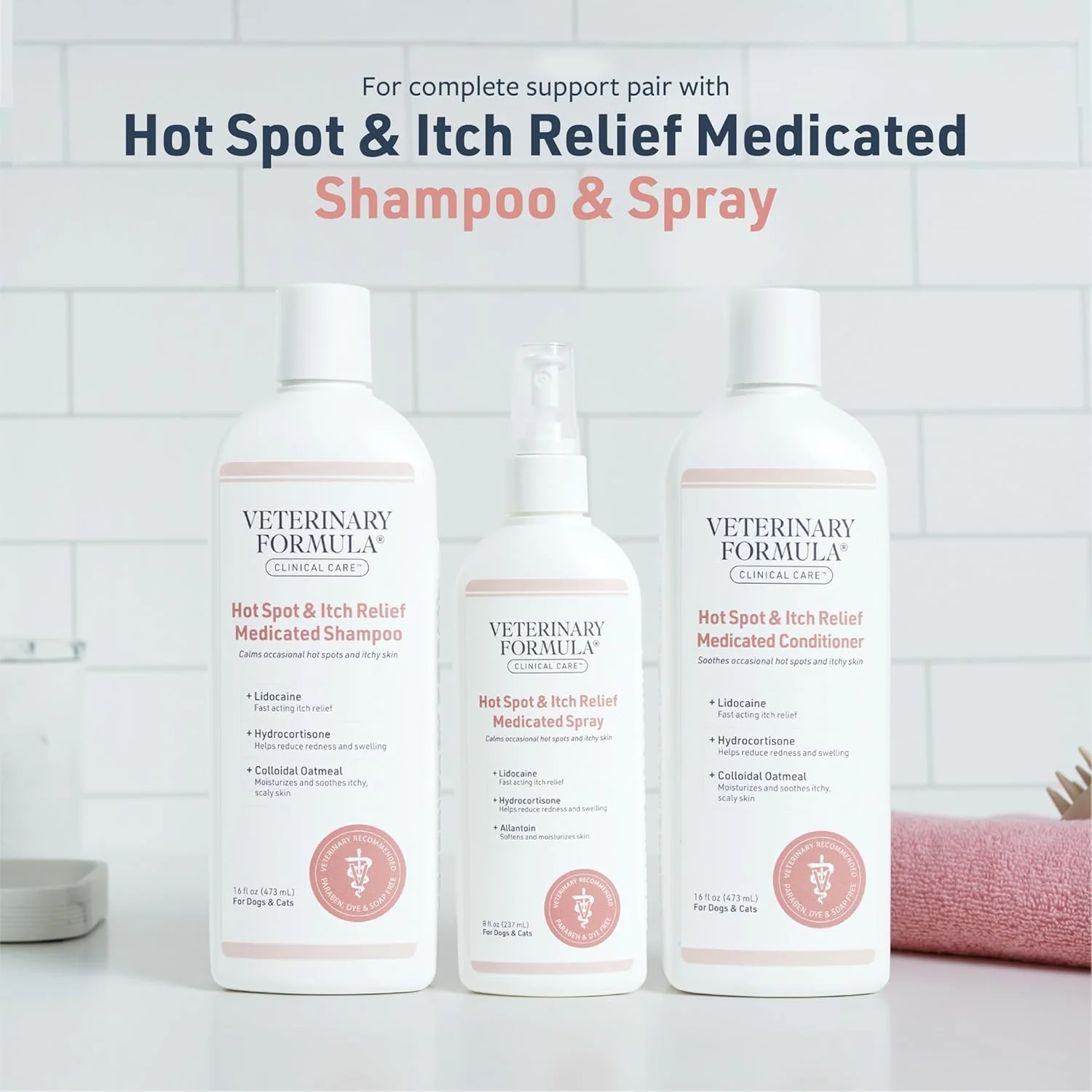 Veterinary Formula Clinical Care Hot Spot & Itch Relief Cat & Dog Medicated Conditioner – Oatmeal Conditions Skin for a Lustrous Coat, Formulated to Help Alleviate Itchy Skin - Image 6