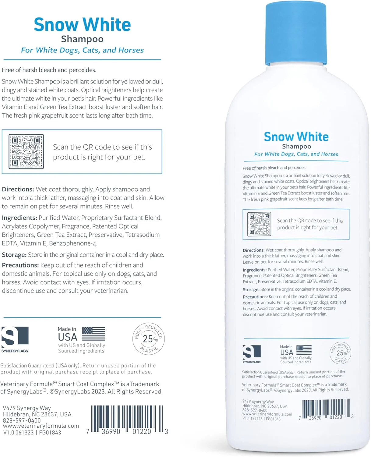 Veterinary Formula Smart Coat Complex Snow White Shampoo for Dogs and Cats – Gently Remove Stains and Yellowing Without Bleach or Peroxide – Cleans, Deodorizes, and Brightens White Coats - Image 7