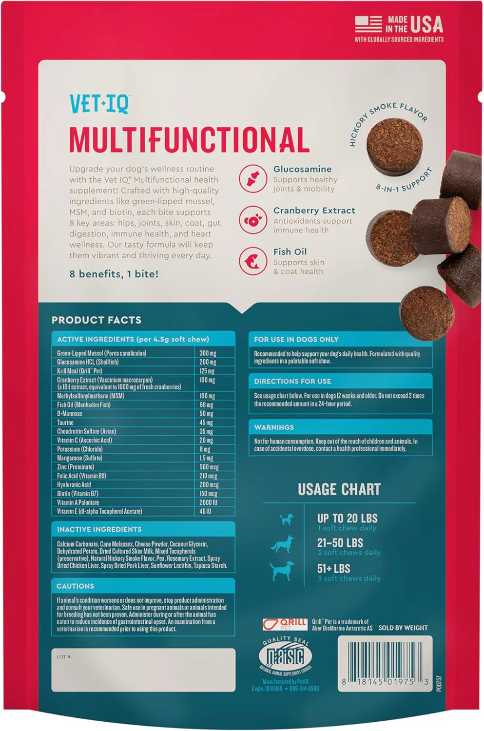 VetIQ 8-in-One Multifunctional Supplement for Dogs, Supports Hip & Joint, Urinary Tract, Immune System, Skin Health and Heart Health, Soft Chews, Made in the USA, 60 Count - Image 9