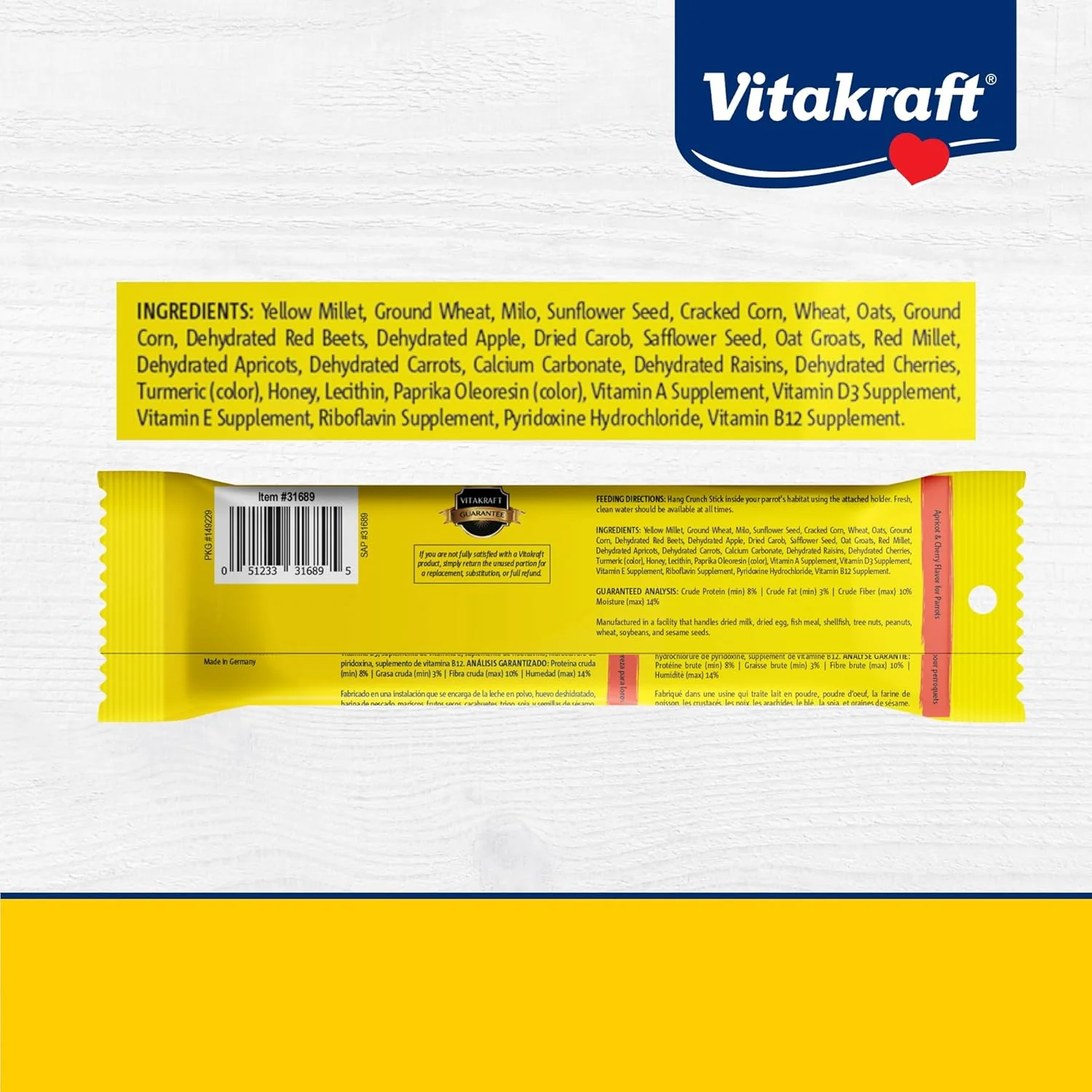 Vitakraft Crunch Sticks Apricot & Cherry Flavor Bird Treat for Parrots - Image 7