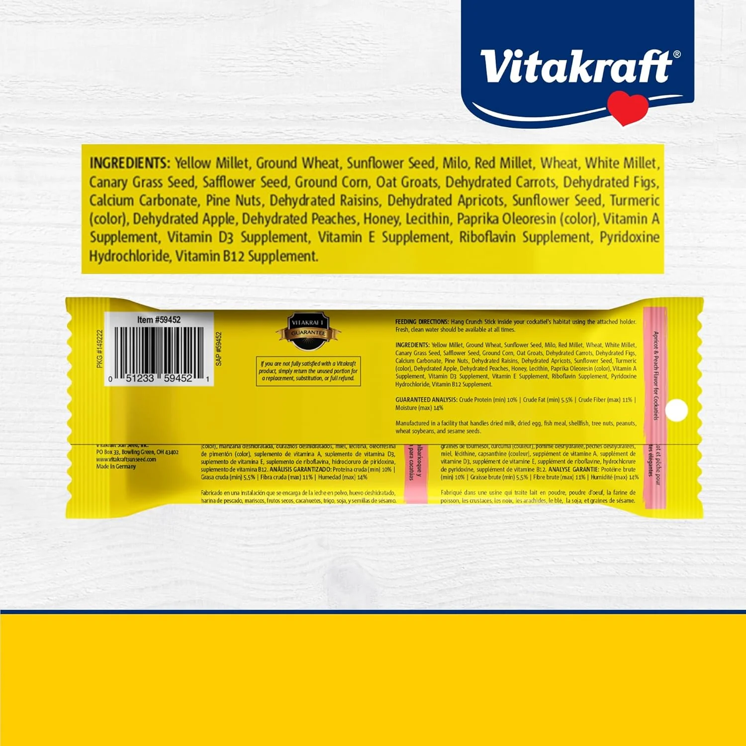 Vitakraft Crunch Sticks Cockatiel Treat - Apricot and Peach 3.5 oz - Image 6