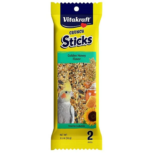 Vitakraft Crunch Sticks Golden Honey Flavor Bird Treat for Cockatiels