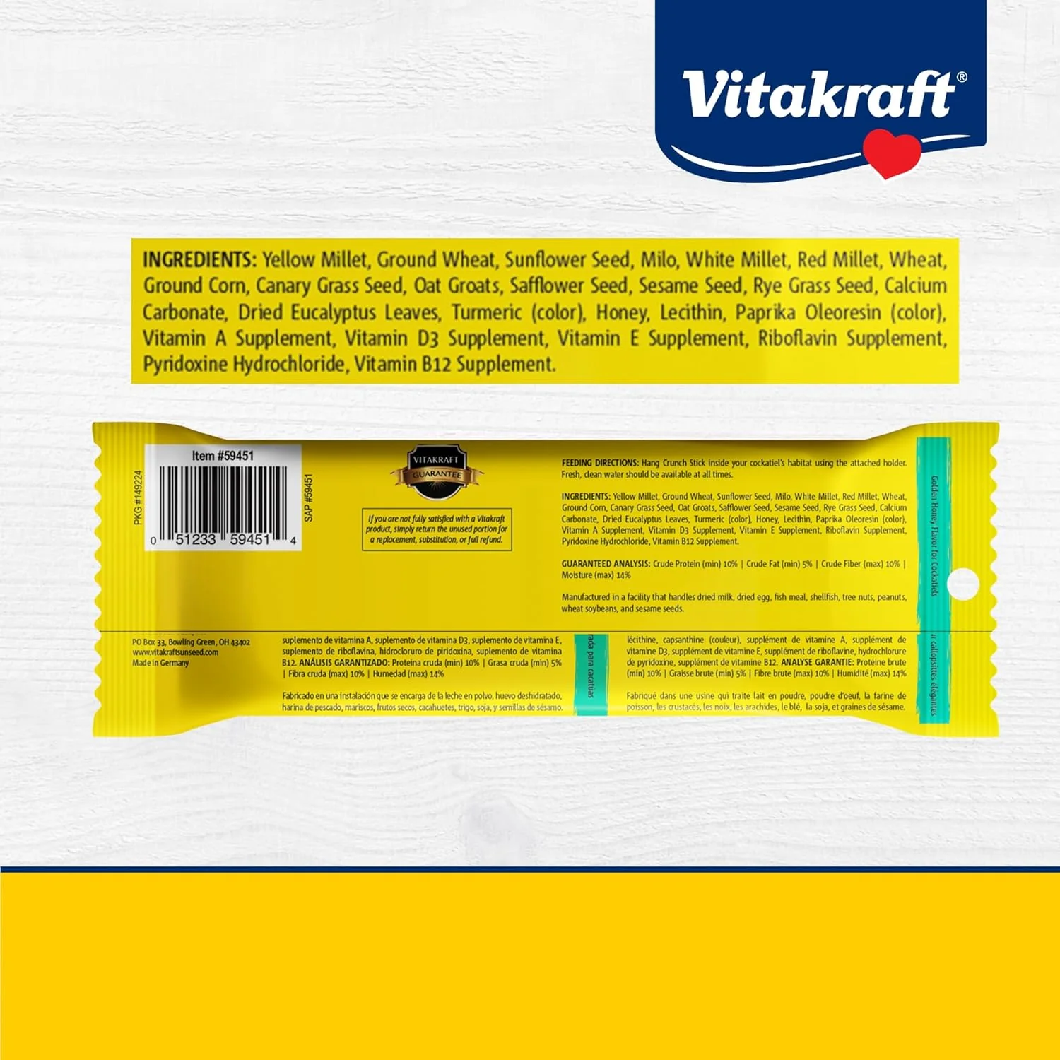 Vitakraft Crunch Sticks Golden Honey Flavor Bird Treat for Cockatiels - Image 3