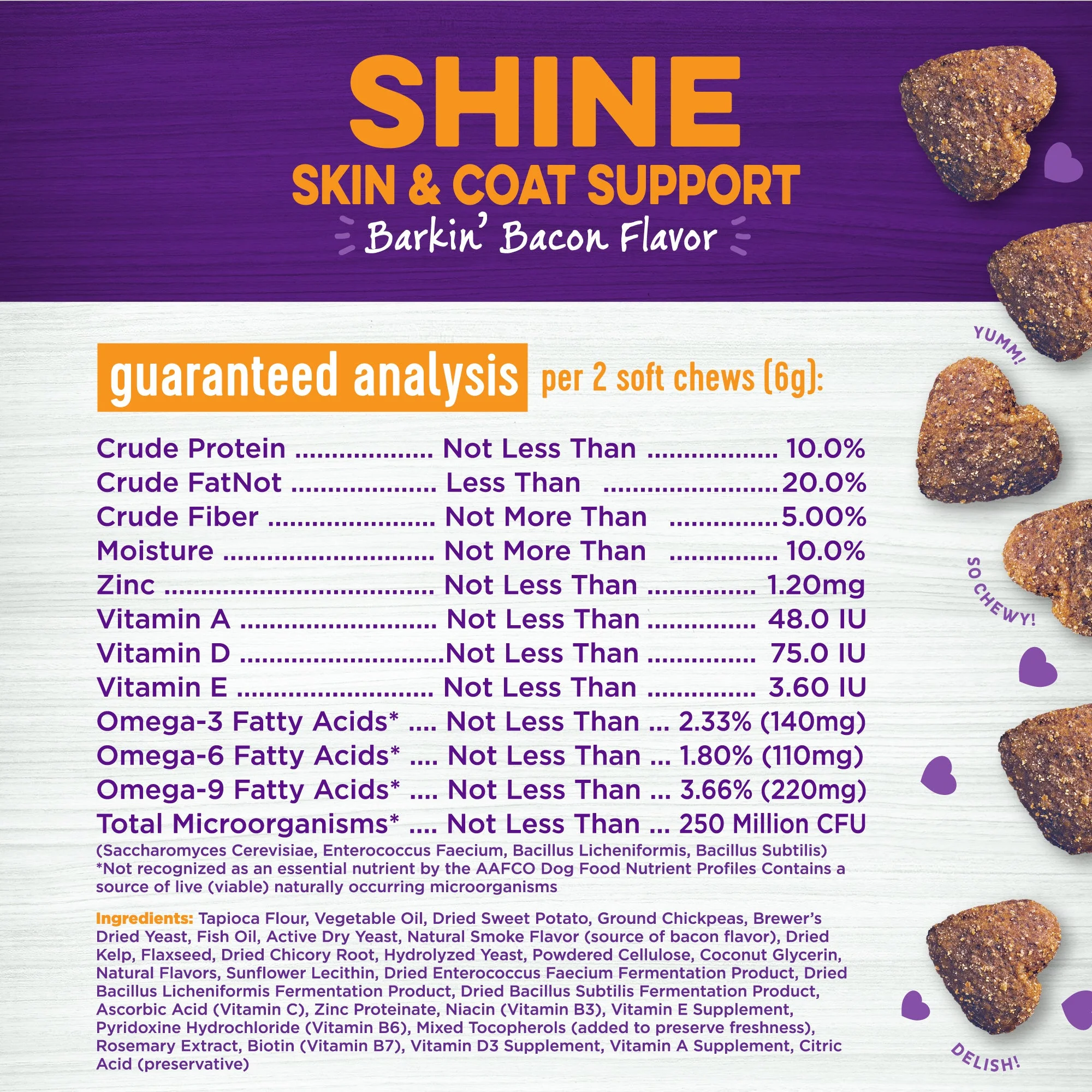 Wellness Barkin' Bacon Flavored Soft Chew Skin & Coat Supplements for Dogs - Image 7
