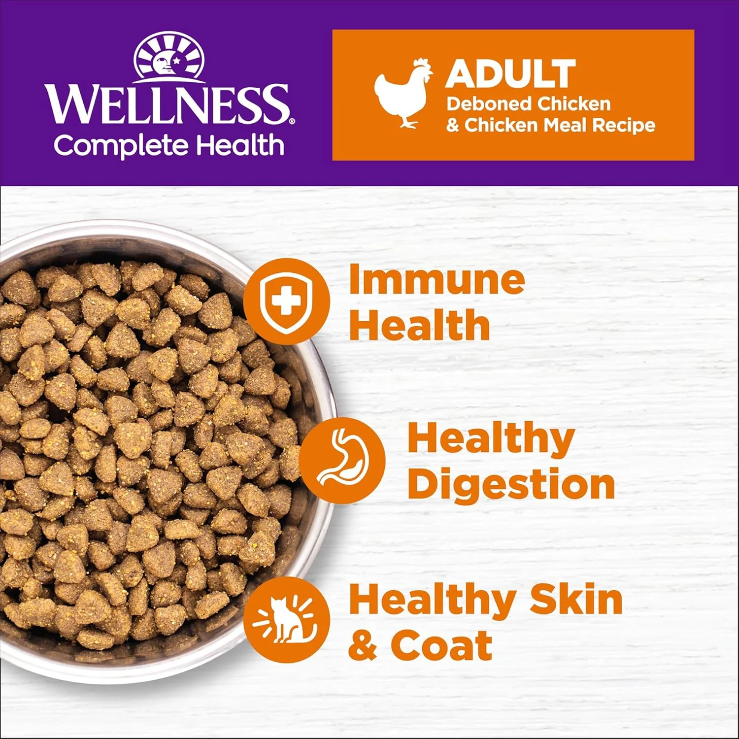 Wellness Complete Health Adult Dry Cat Food for Indoor and Outdoor Cats, Grain Free, Natural, Chicken & Chicken Meal - Image 2