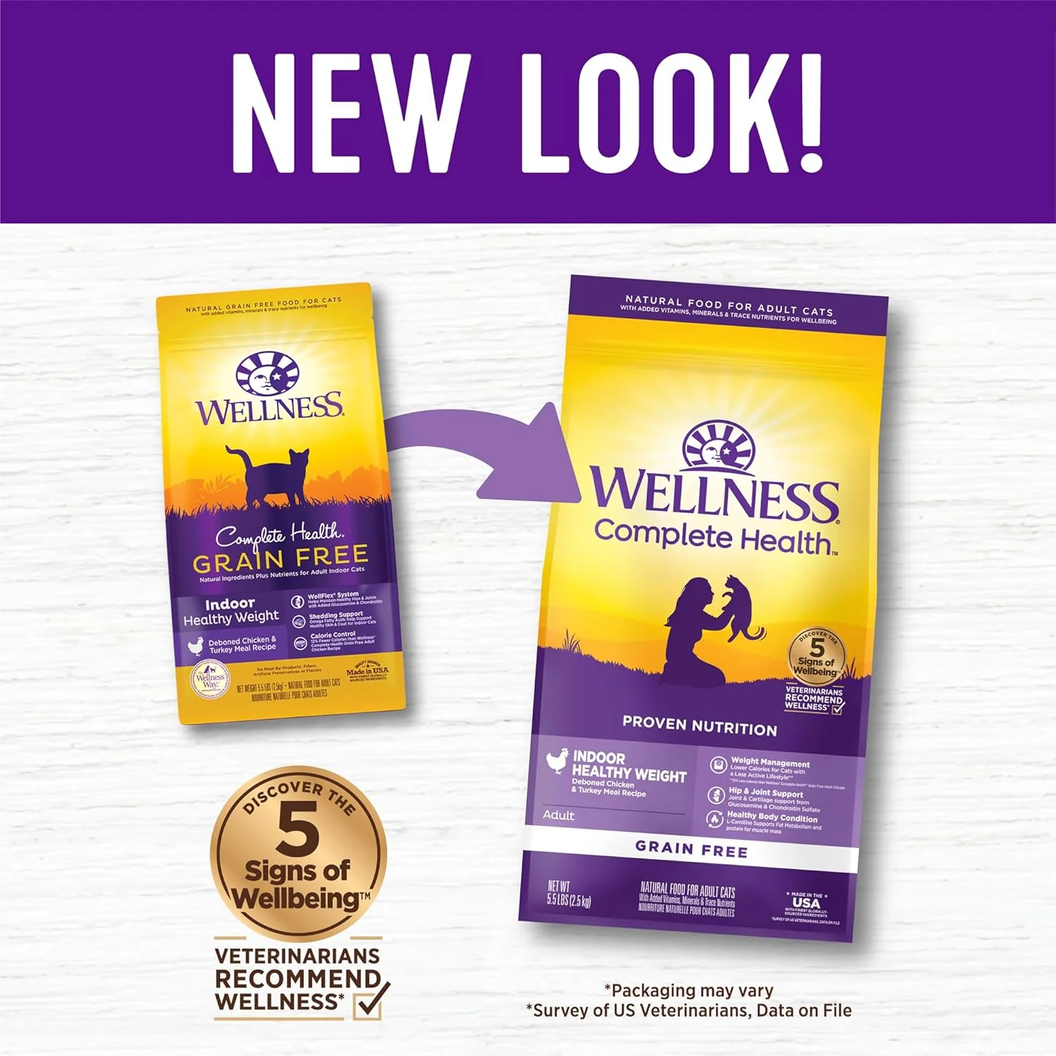 Wellness Complete Health Adult Dry Cat Food for Indoor Cats, Grain Free, Natural, Healthy Weight Chicken & Turkey Meal - Image 3