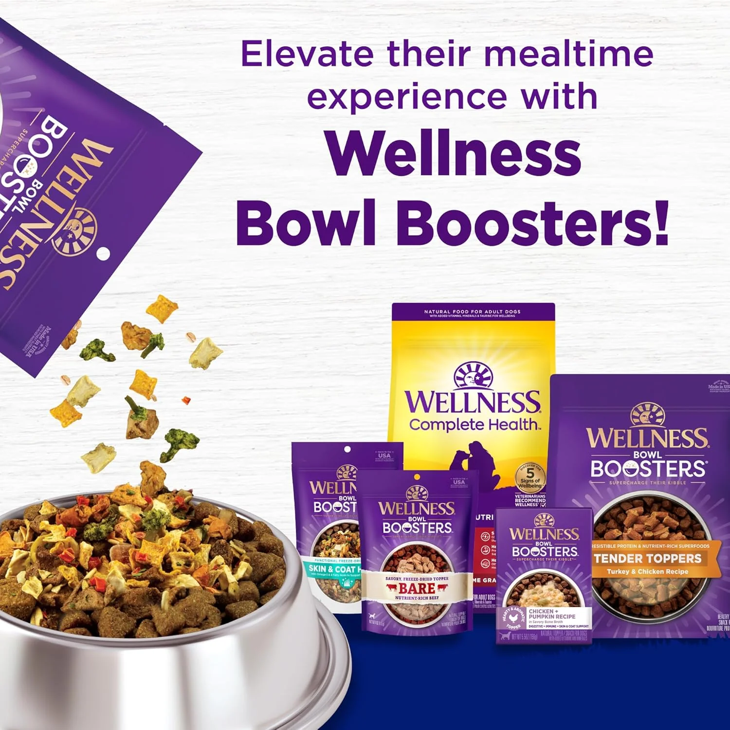 Wellness Complete Health Large Breed Adult Dry Dog Food, No Corn or Wheat, Made in USA with Real Meat, Natural Ingredients, Glucosamine, Probiotics & Omega Fatty Acids - Image 9