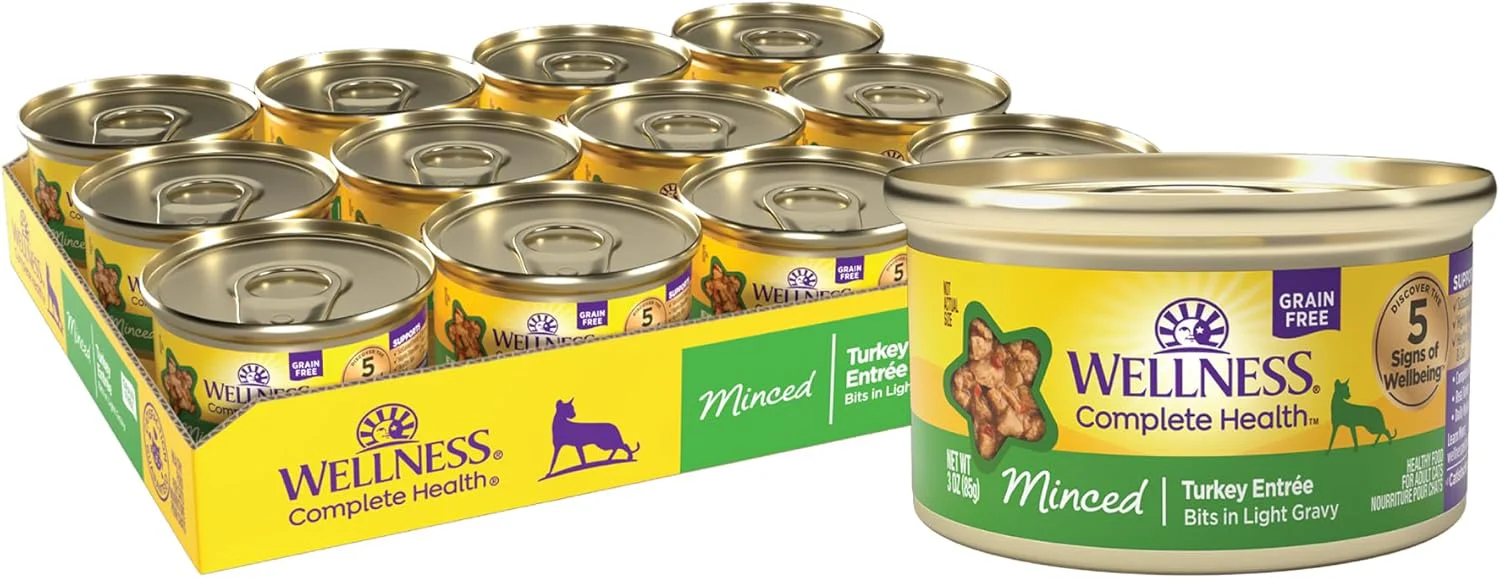 Wellness Complete Health Minced Adult Wet Cat Food, Natural, Protein-Rich, Grain Free