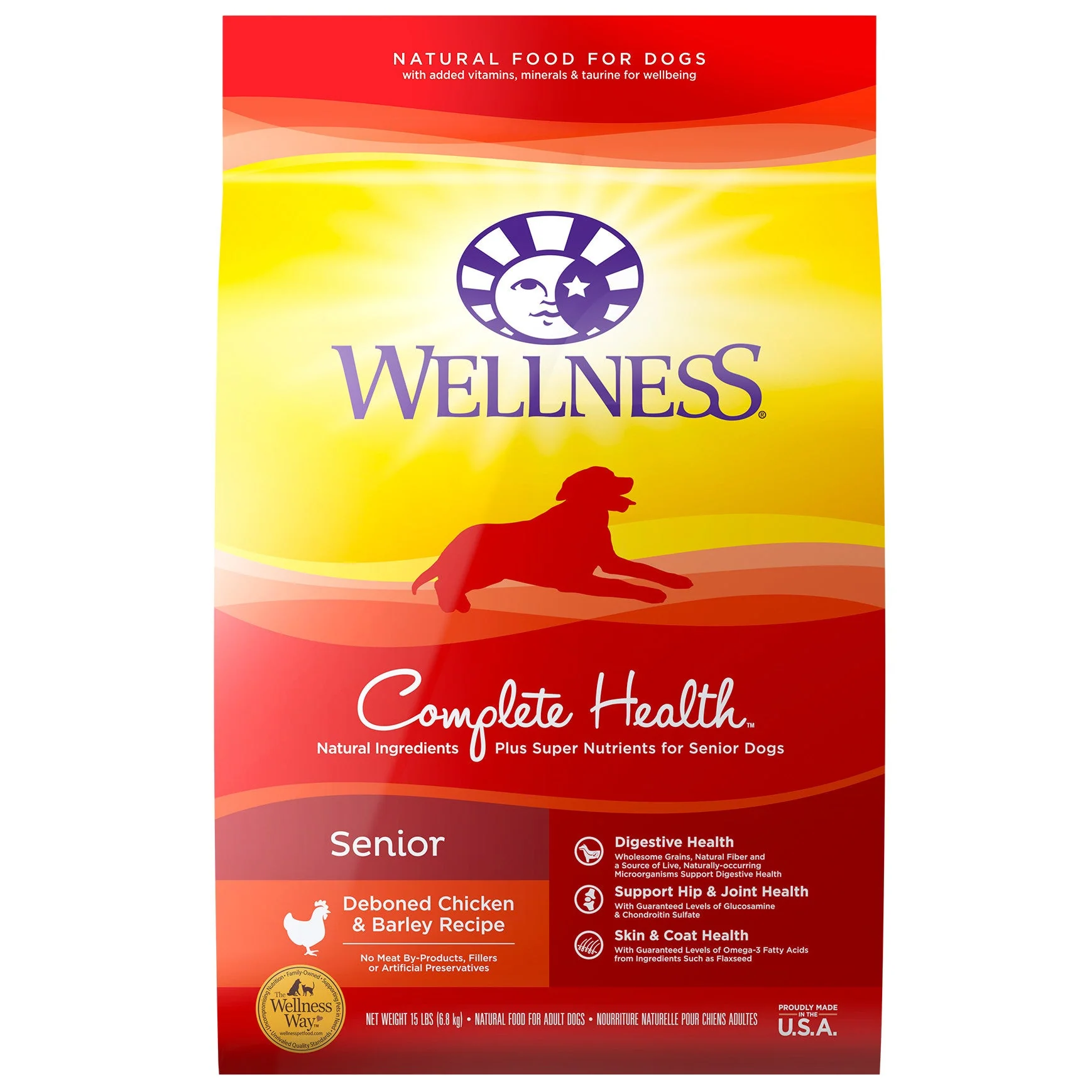 Wellness Complete Health Natural Dry Senior Dog Food, Chicken & Barley